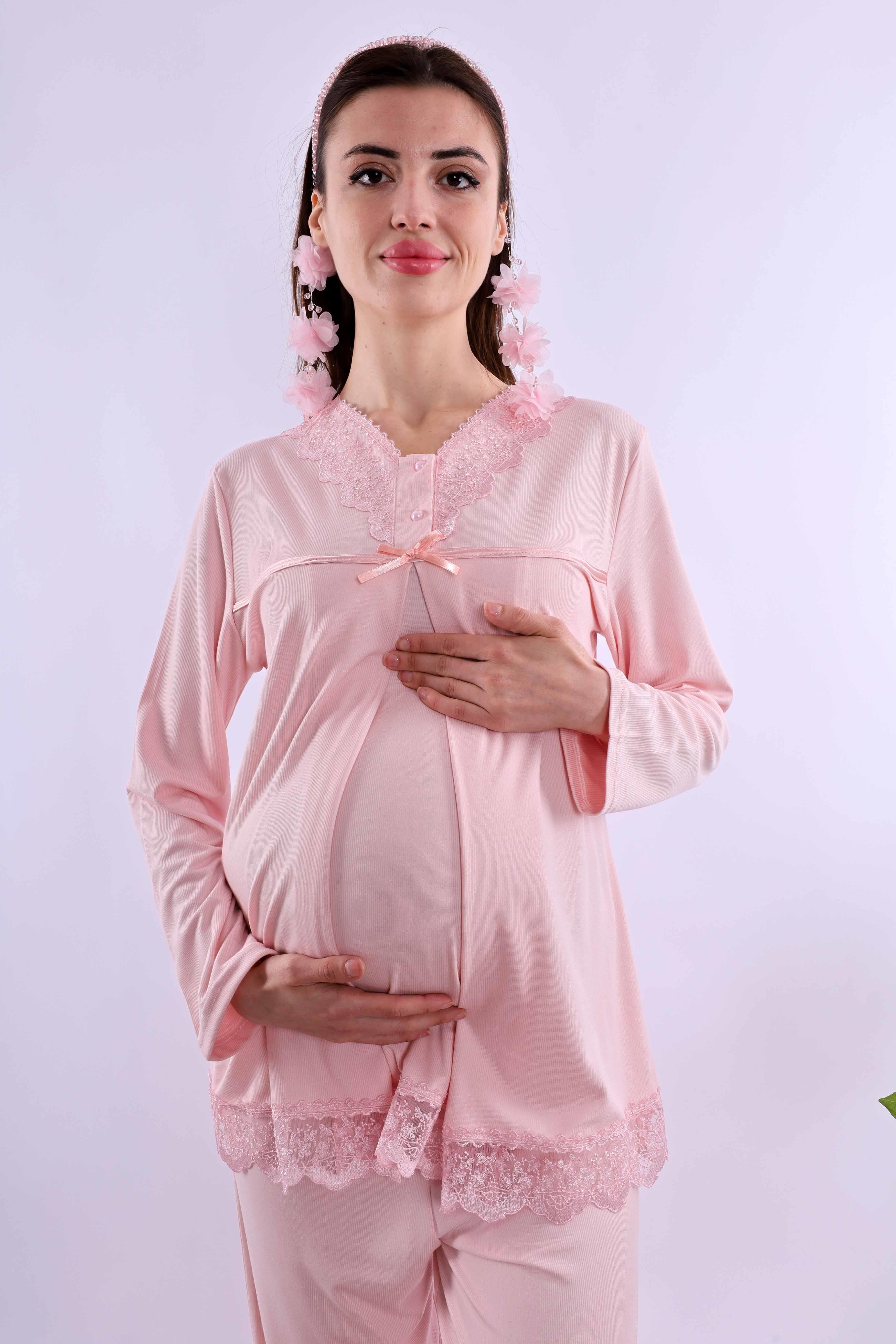 Effortt Pembe Tesettürlü Hamile Lohusa Set BYL2T40362
