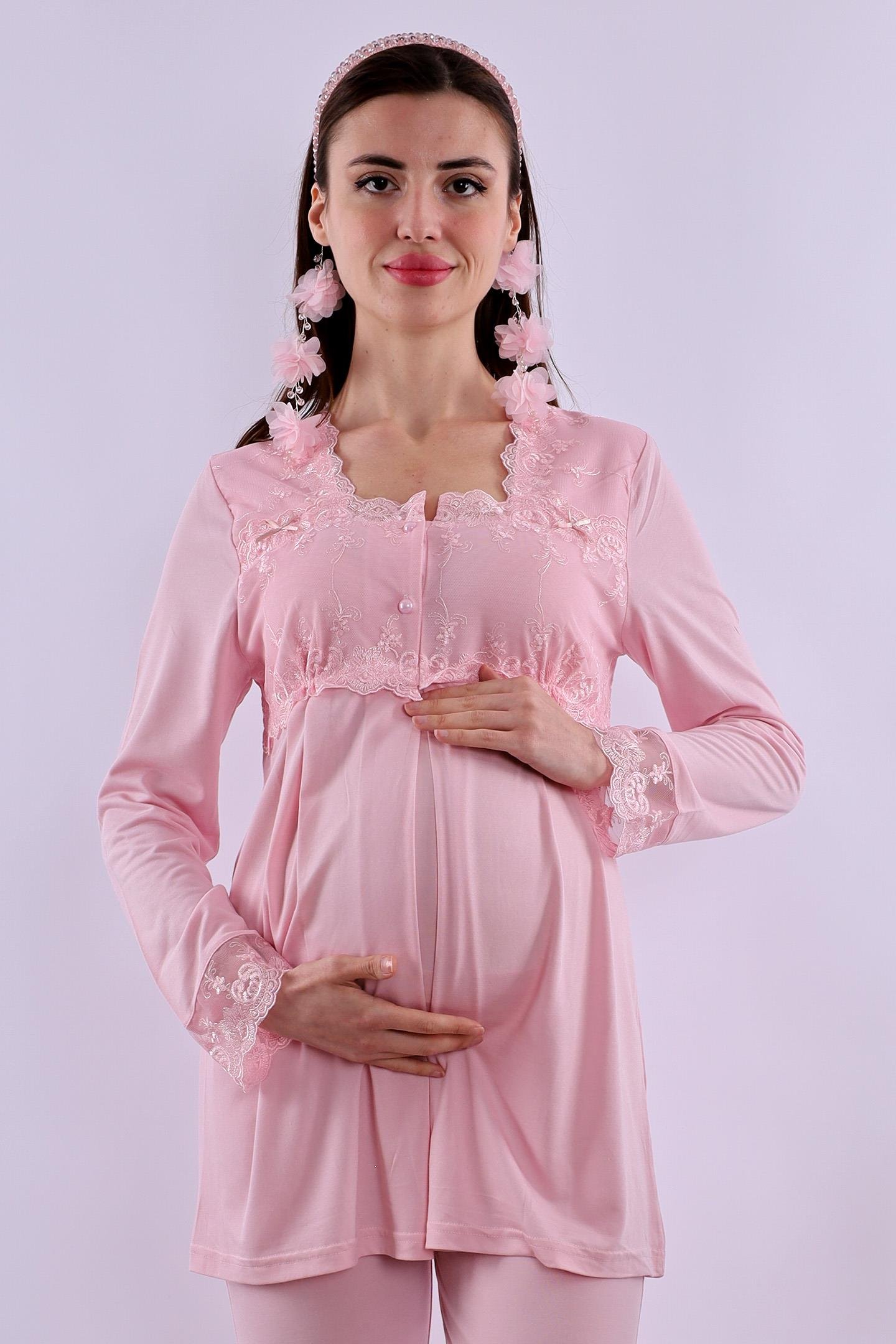 Effortt Pembe Tesettürlü Hamile Lohusa Set BYL2T24052
