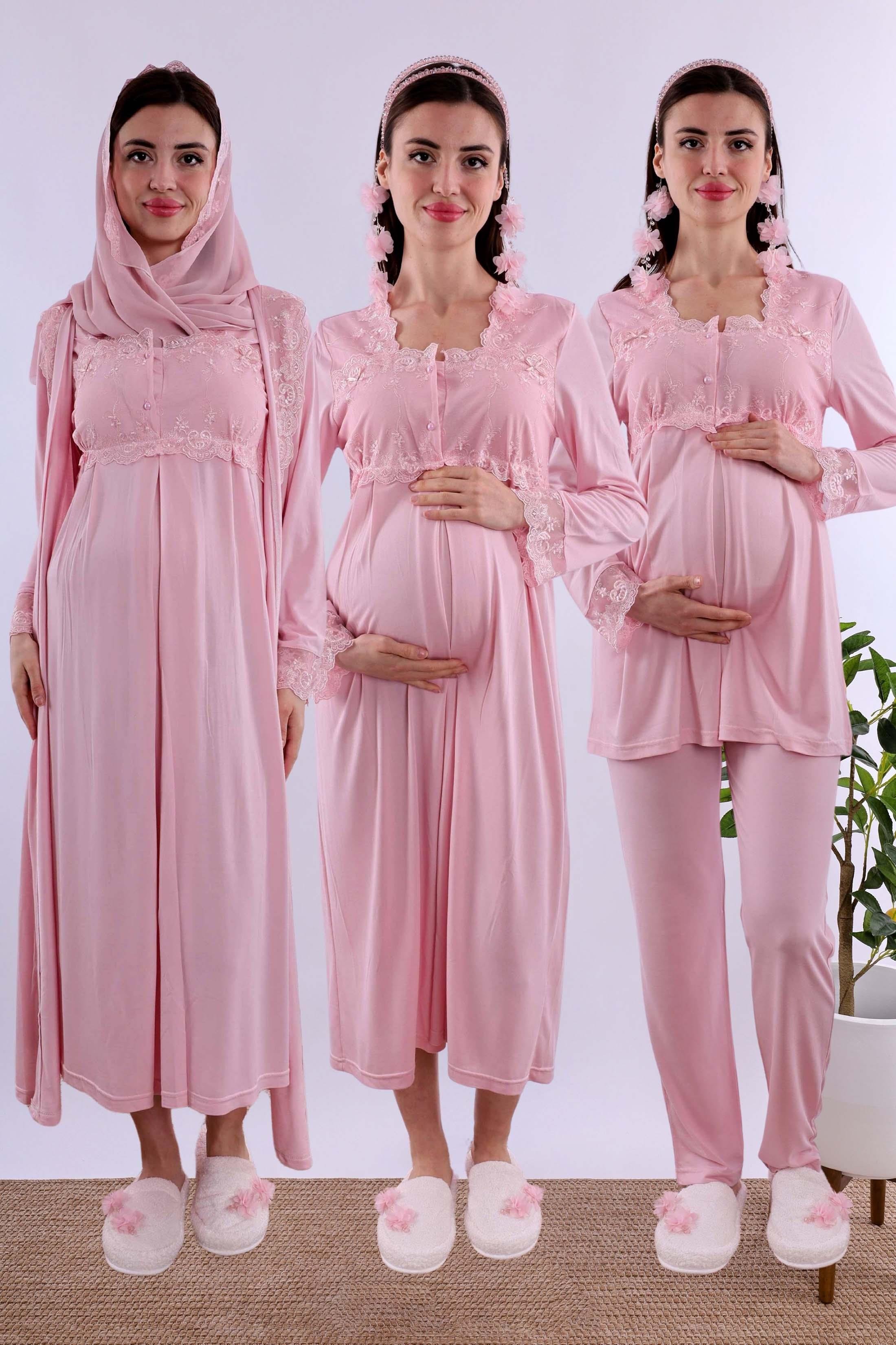 Effortt Pembe Tesettürlü Hamile Lohusa Set BYL2T24052