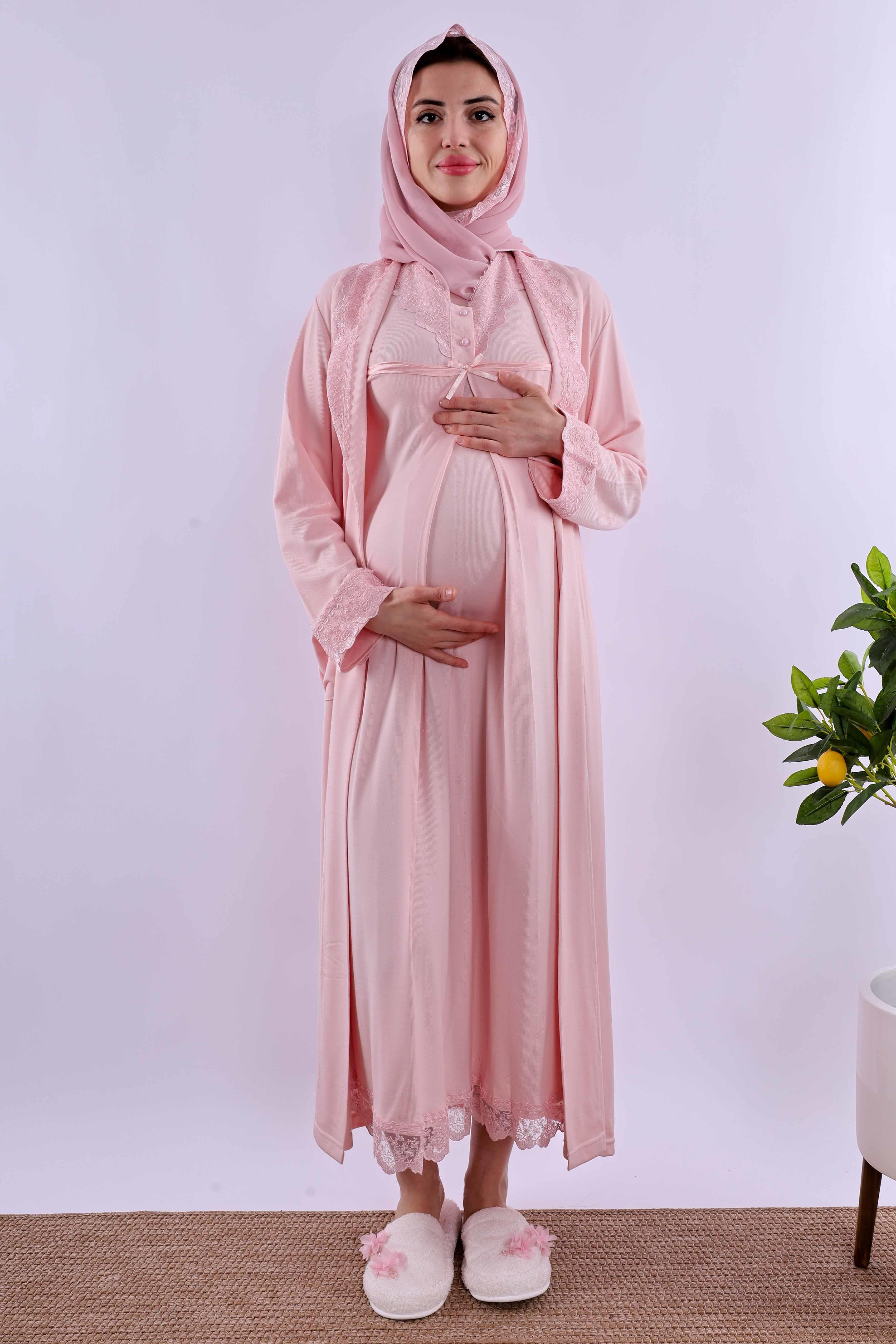 Effortt Pembe Tesettürlü Hamile Lohusa Set BYL2T40362