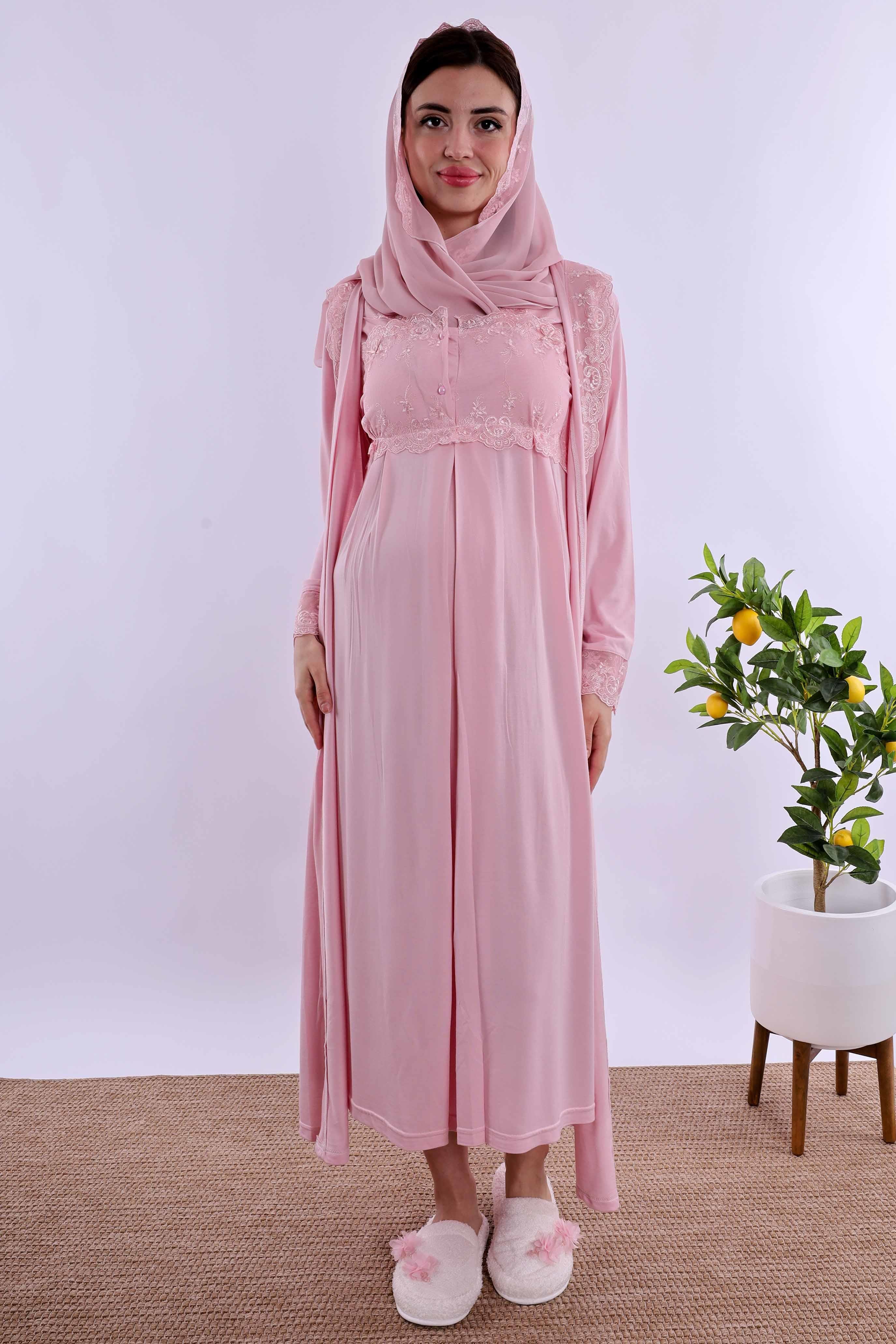 Effortt Pembe Tesettürlü Hamile Lohusa Set BYL2T24052