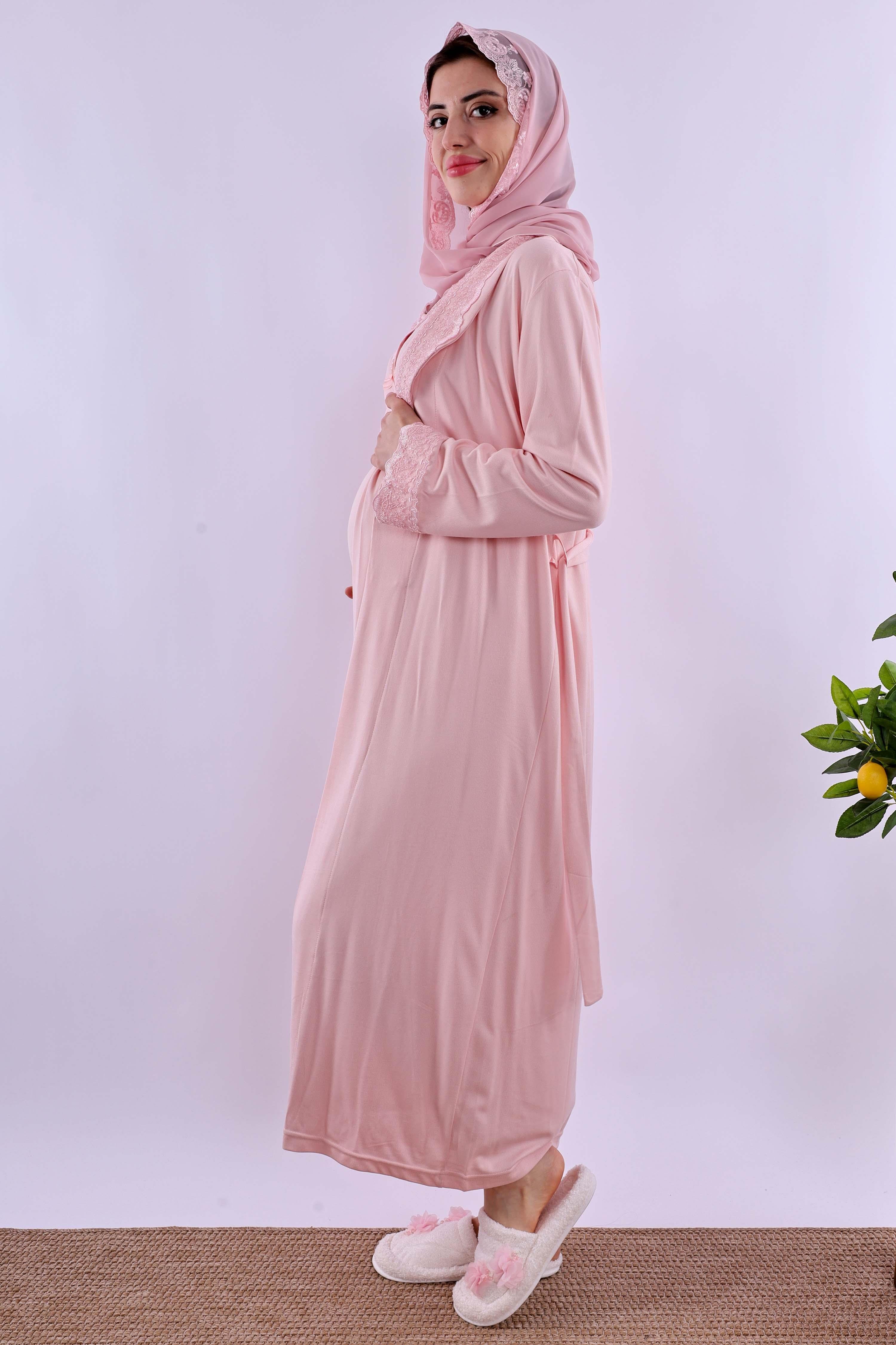 Effortt Pembe Tesettürlü Hamile Lohusa Set BYL2T40362