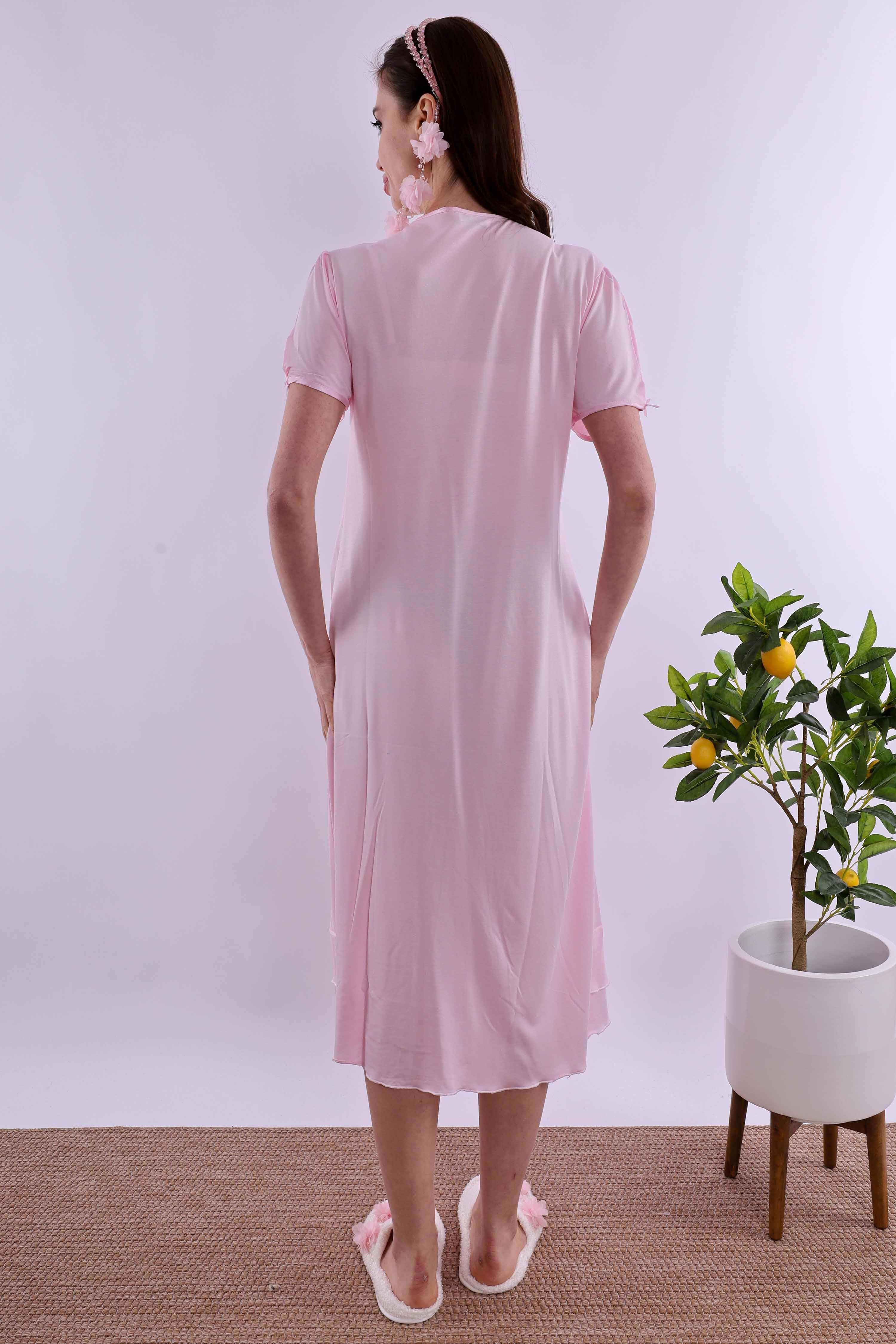 Effortt Pembe Tesettürlü Hamile Lohusa Set BYL2T80262