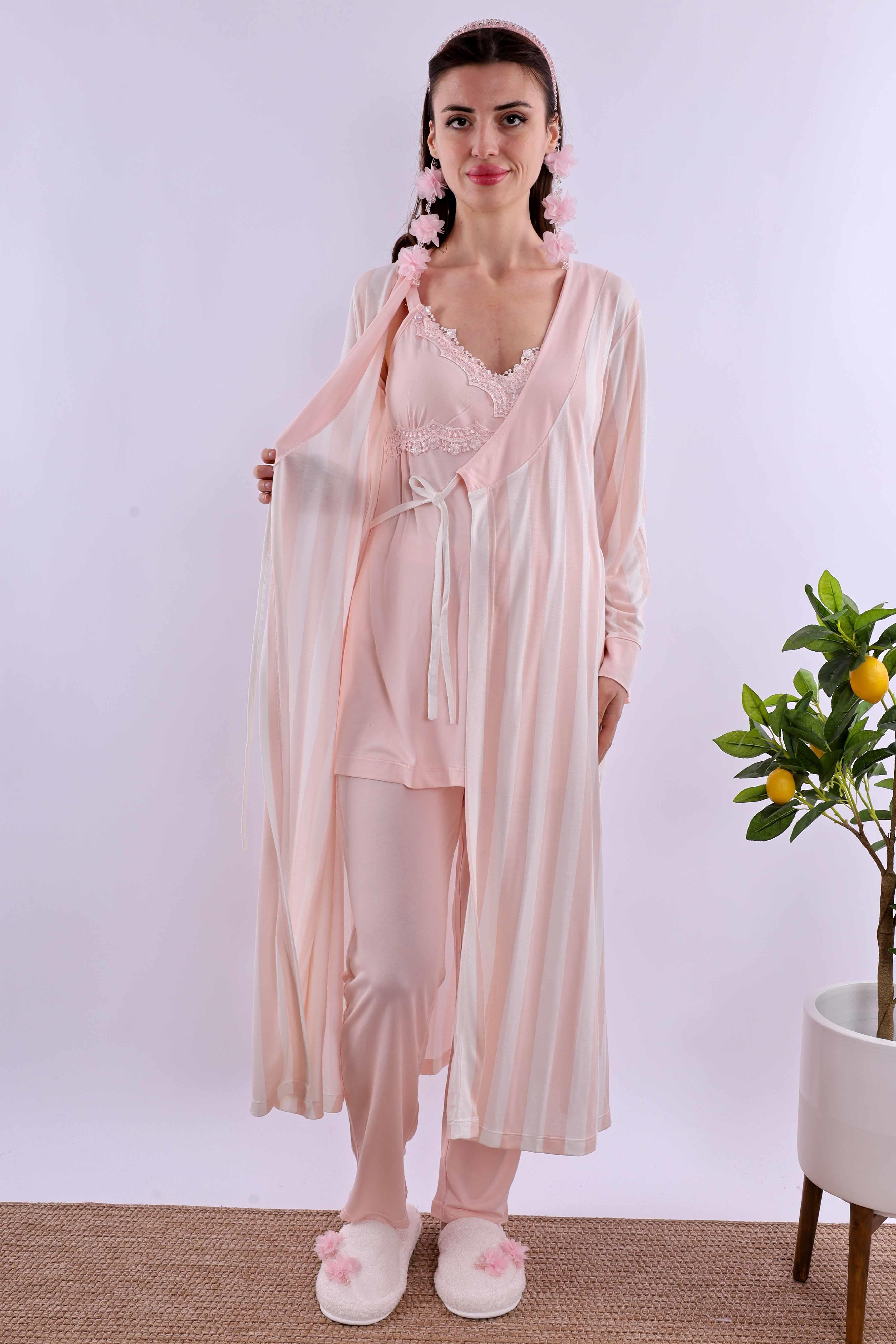 Effortt Pudra Sabahlıklı Hamile Lohusa Pijama Takımı BYL290342