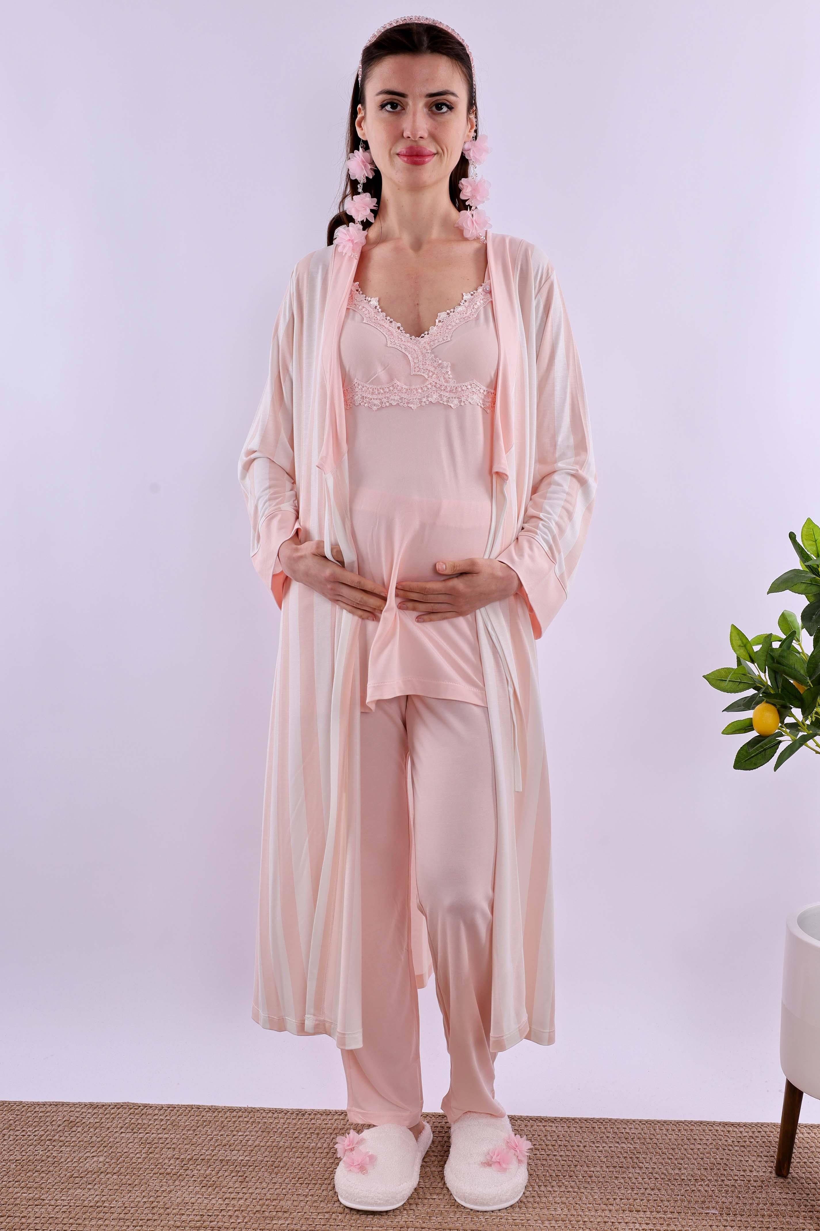 Effortt Pudra Sabahlıklı Hamile Lohusa Pijama Takımı BYL290342