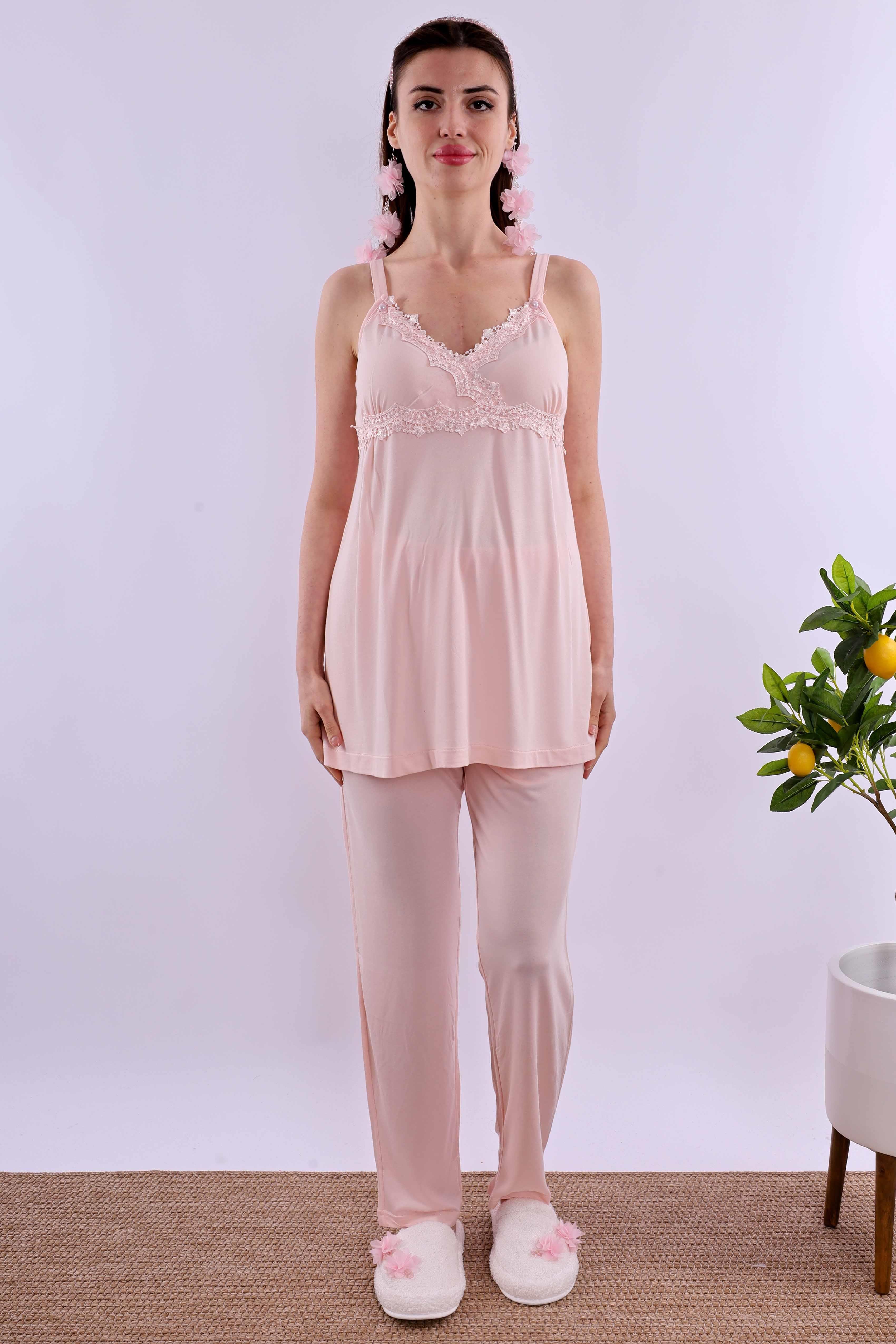 Effortt Pudra Sabahlıklı Hamile Lohusa Pijama Takımı BYL290342