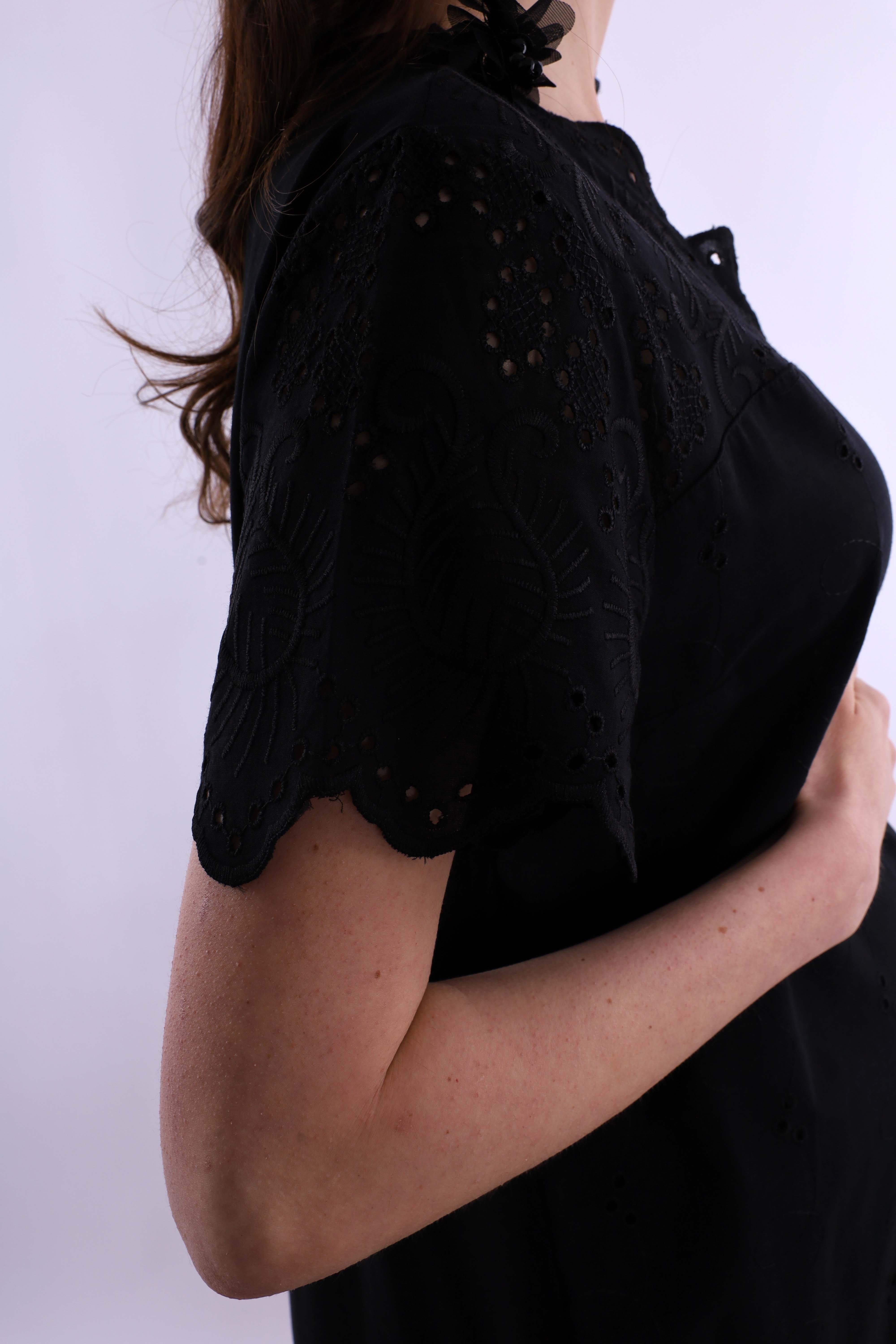 Effortt Siyah Fistolu Hamile Lohusa Gecelik BYL290232