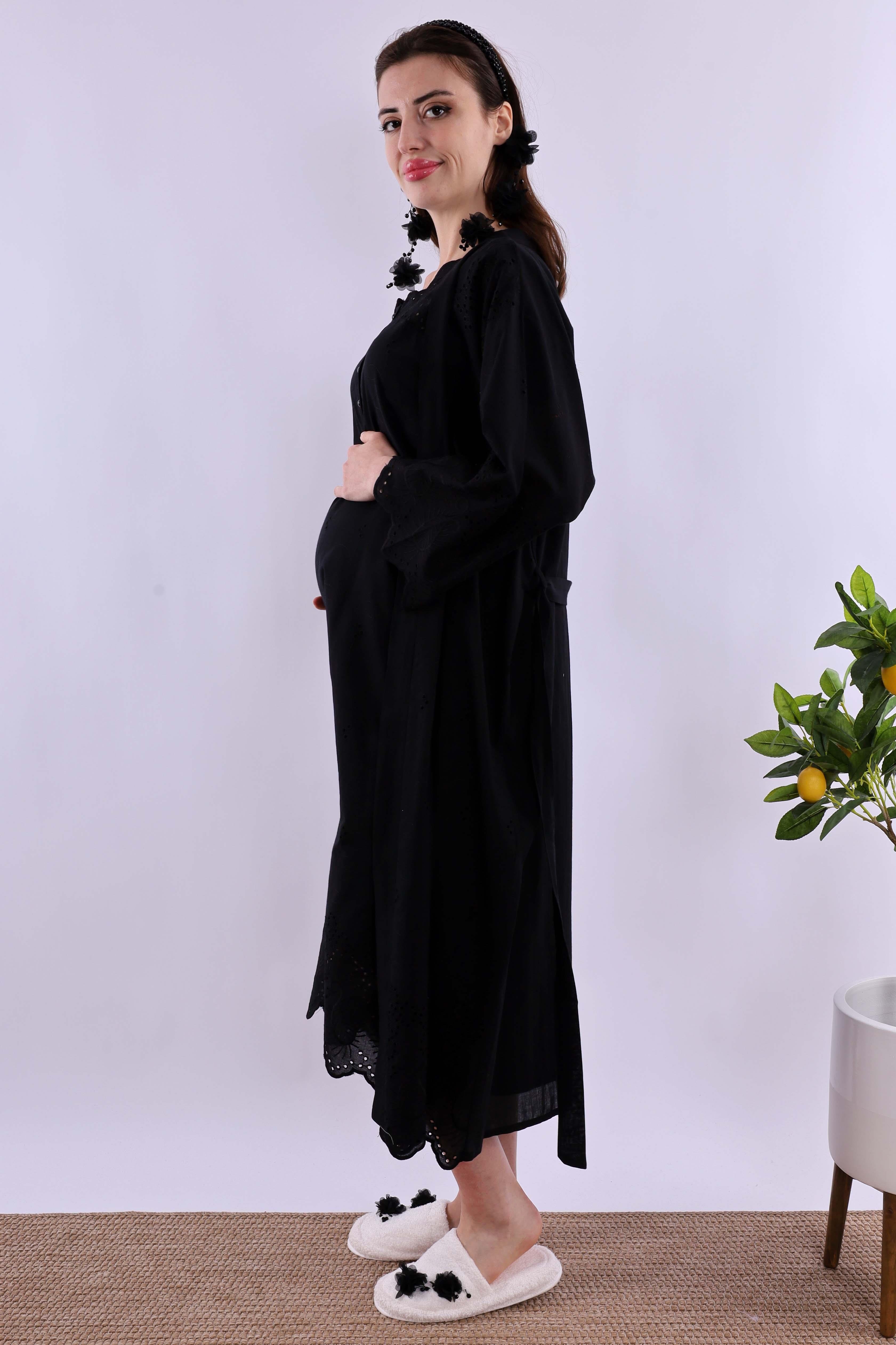 Effortt Siyah Fistolu Hamile Lohusa Set BYL290262