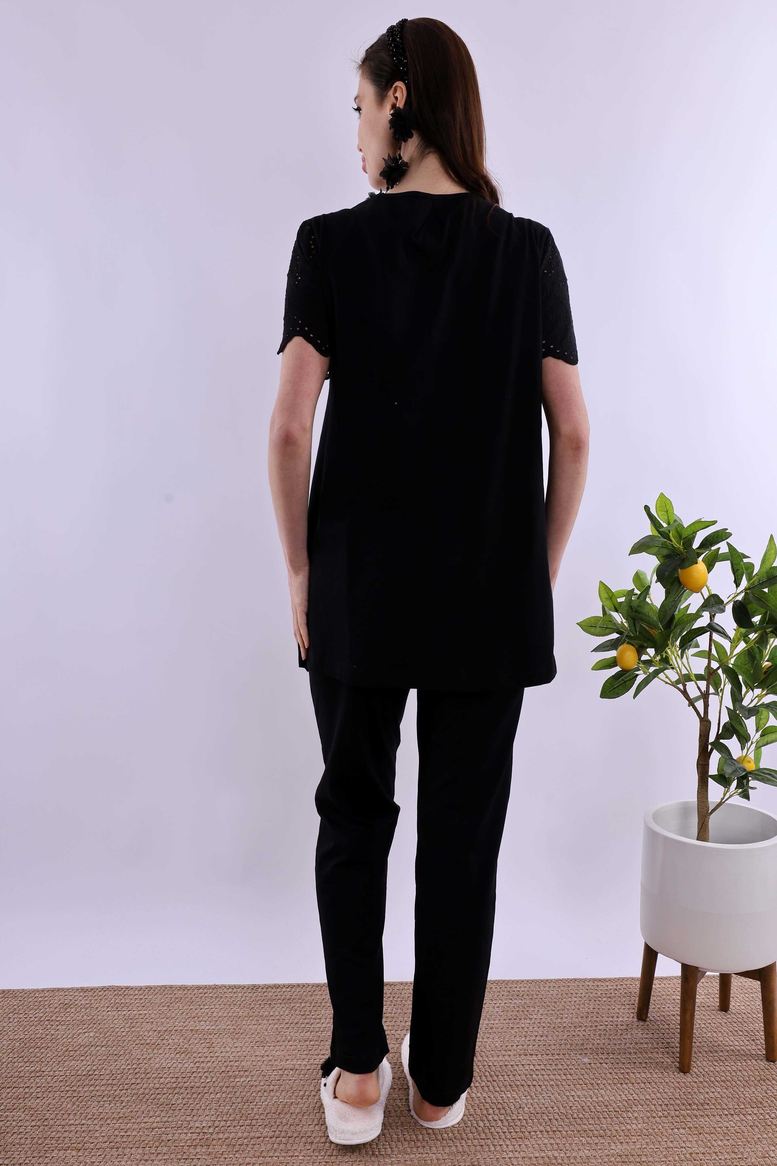 Effortt Siyah Fistolu Hamile Lohusa Set BYL290262