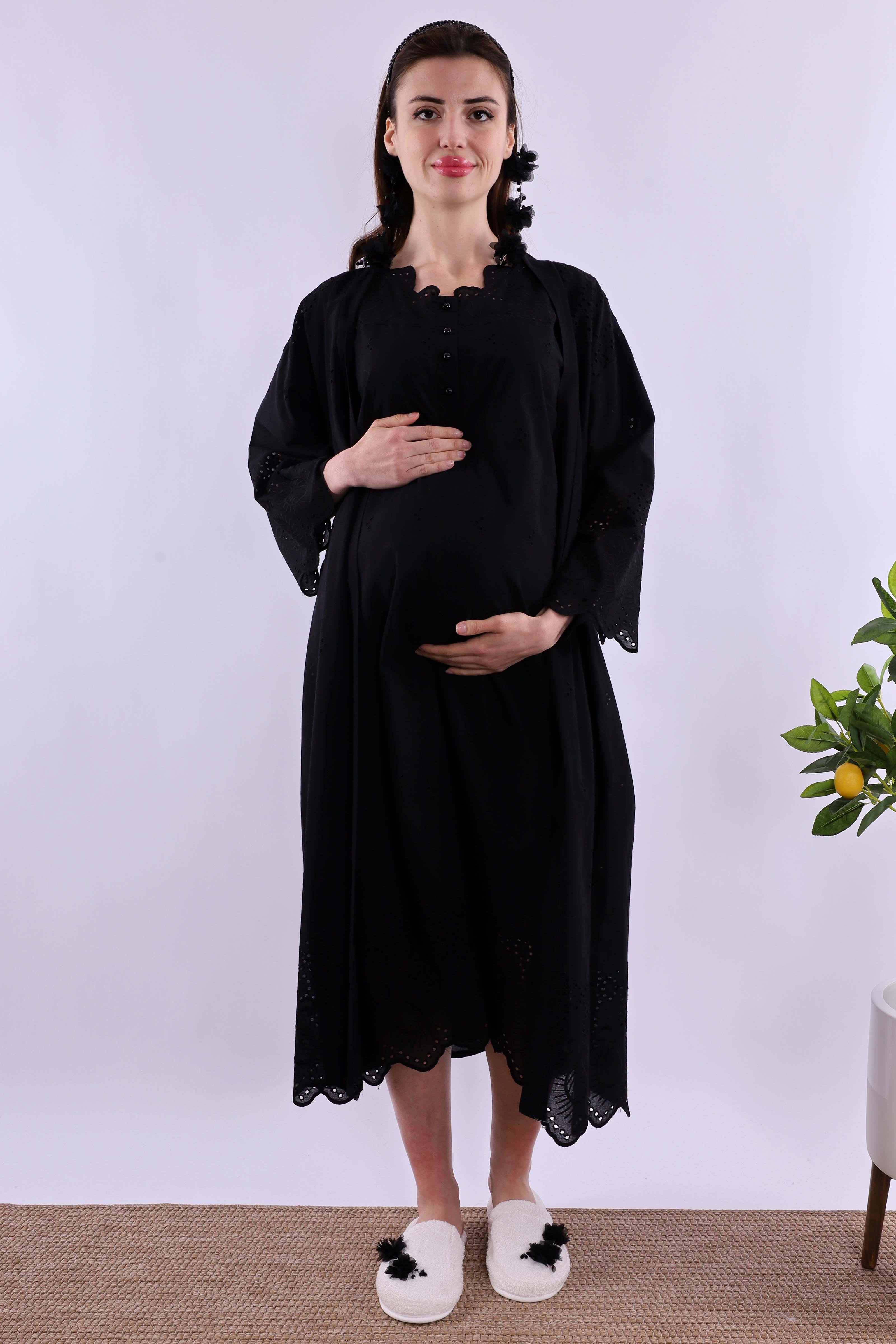 Effortt Siyah Fistolu Hamile Lohusa Set BYL290262