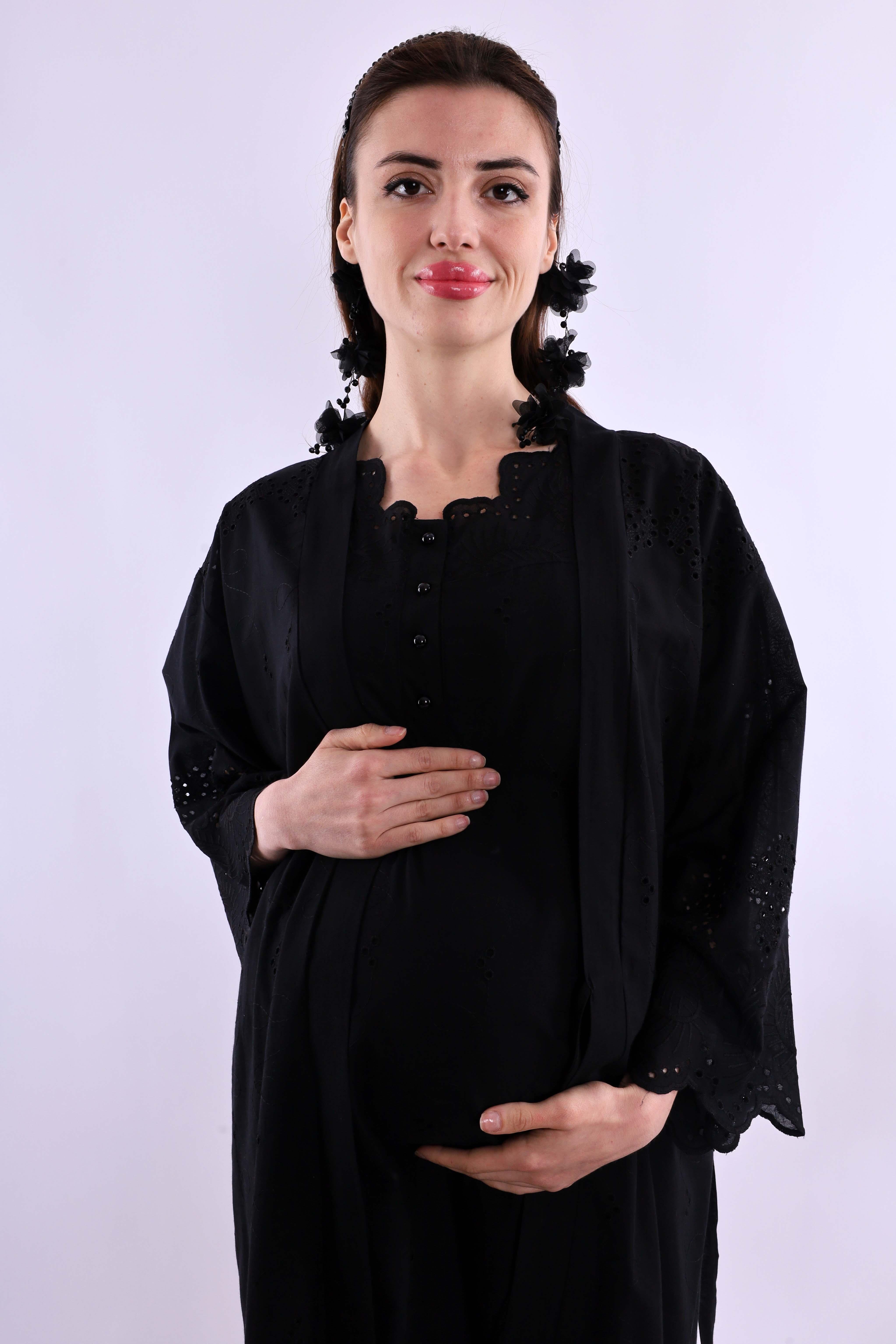 Effortt Siyah Fistolu Hamile Lohusa Set BYL290262