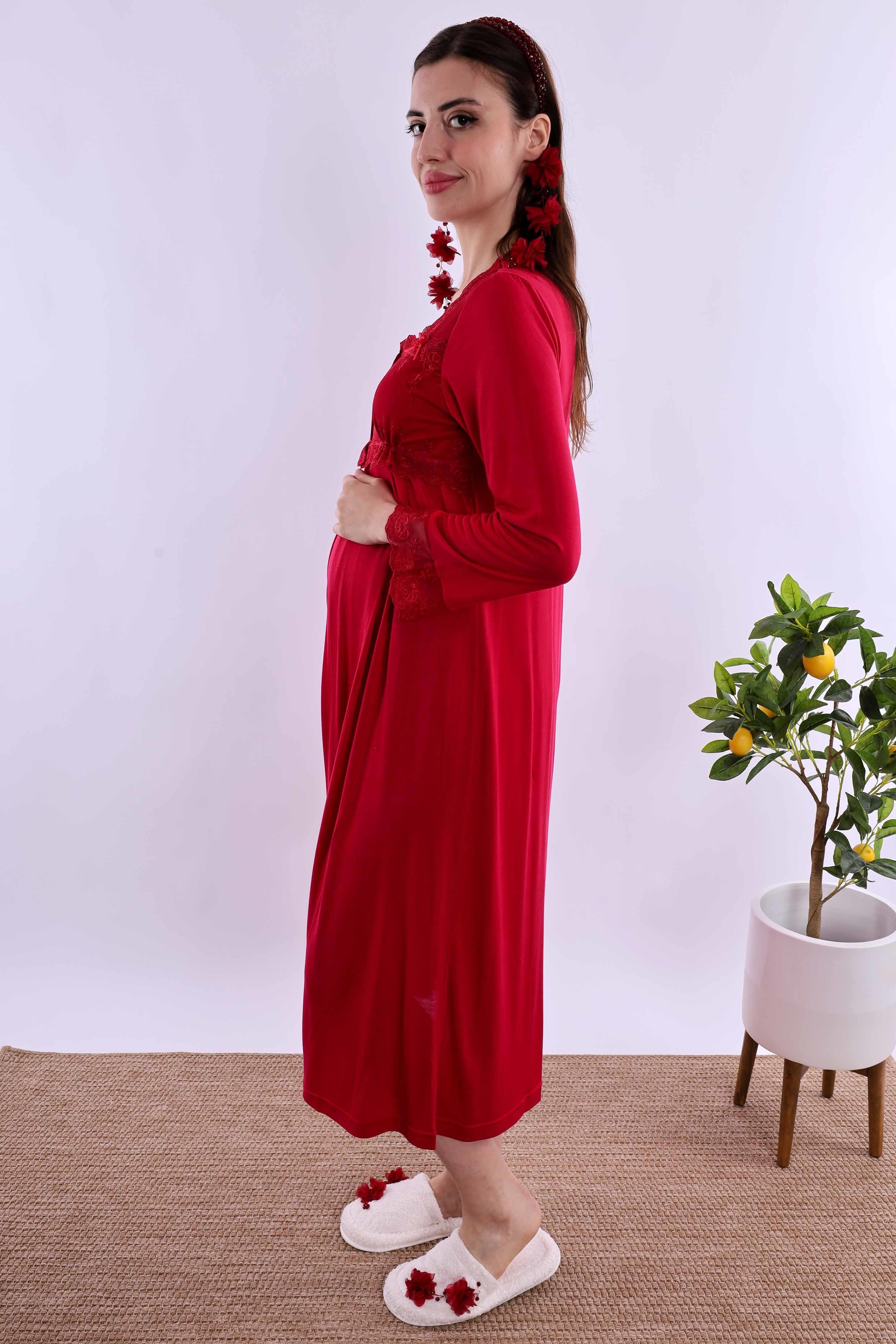 Effortt Vişne Hamile Lohusa Gecelik BYL224042