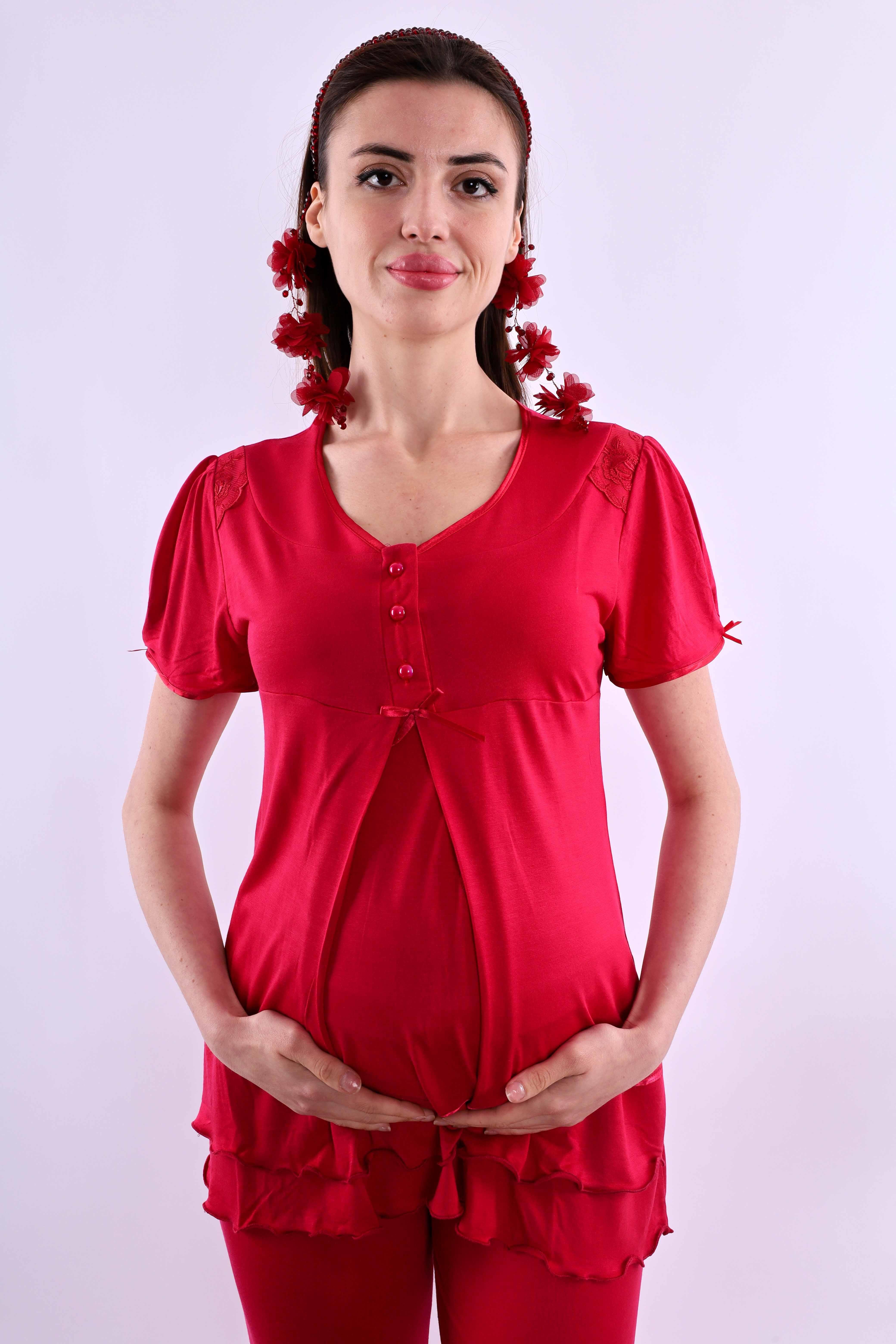 Effortt Vişne Tesettürlü Hamile Lohusa Set BYL2T80262