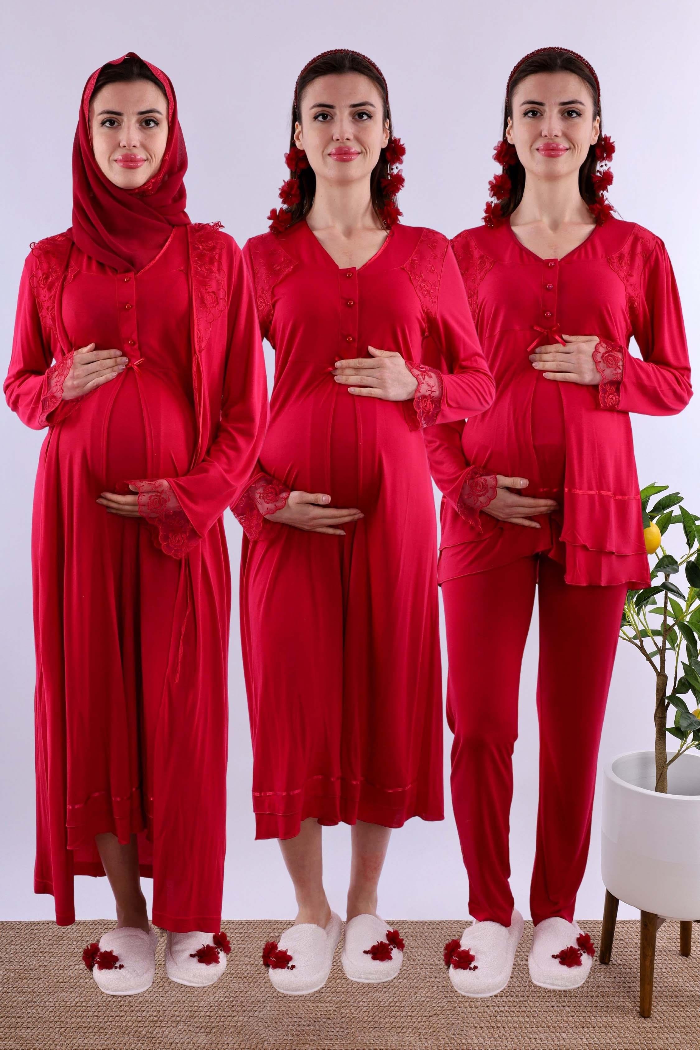 Effortt Vişne Tesettürlü Hamile Lohusa Set BYL2T24262