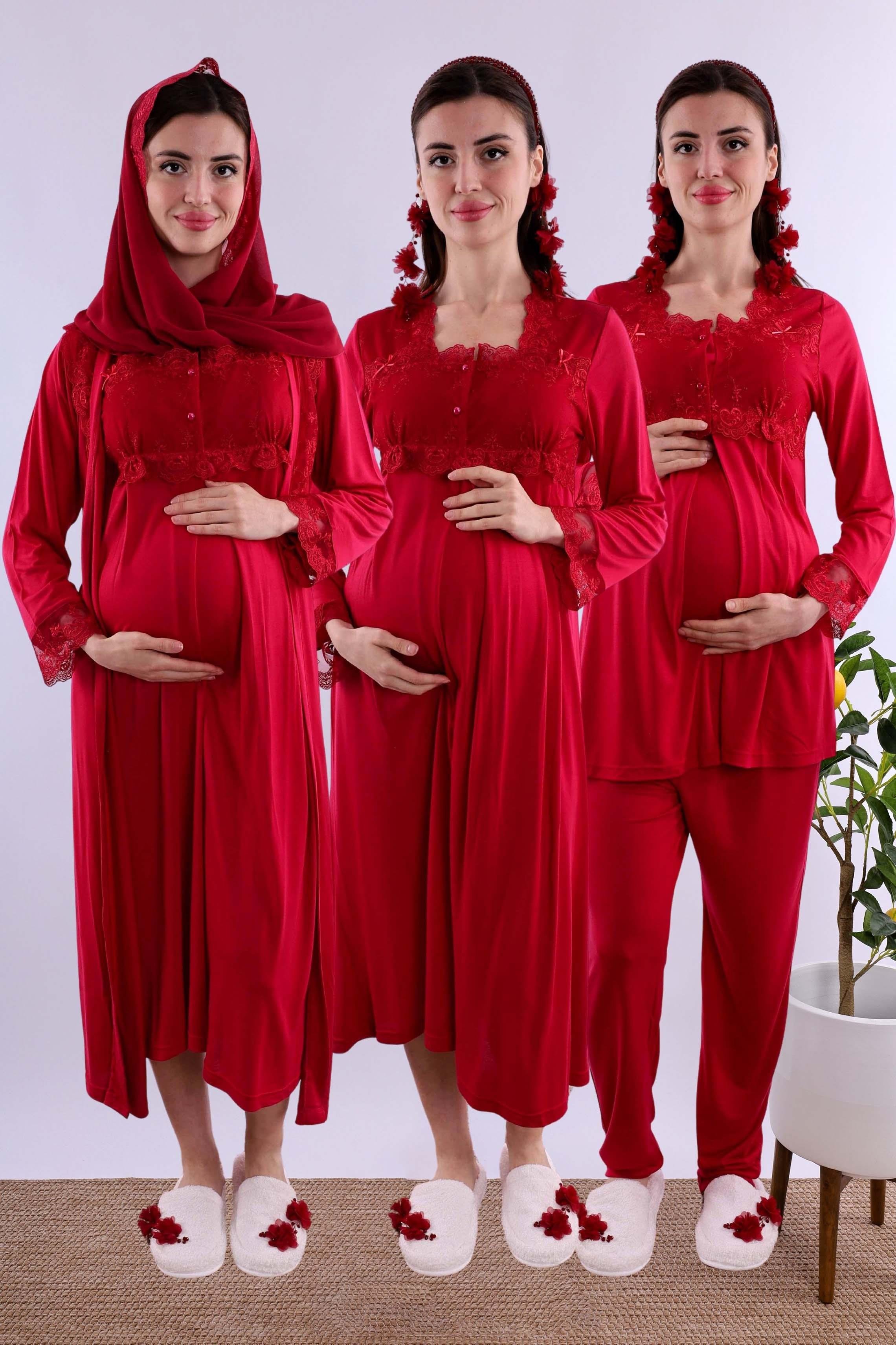 Effortt Vişne Tesettürlü Hamile Lohusa Set BYL2T24052