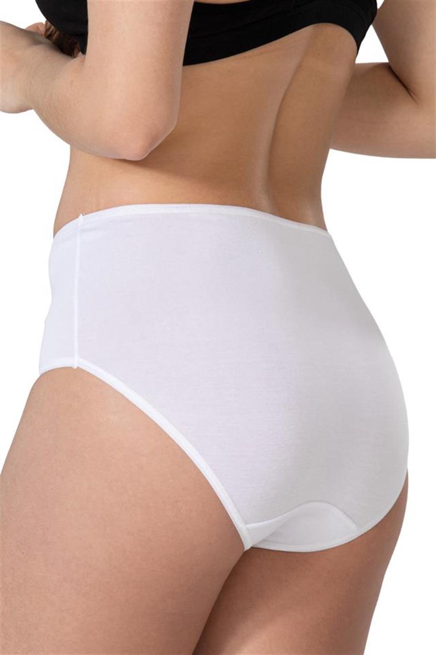 Emay 1445 Beyaz Modal Cotton Yüksekbel Dantelli Külot