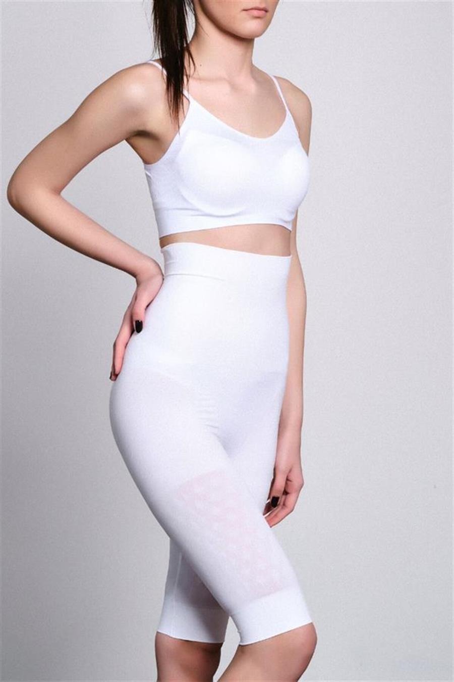 Emay 2015 Beyaz Yüksek Bel Double Uzun Paçalı Korse