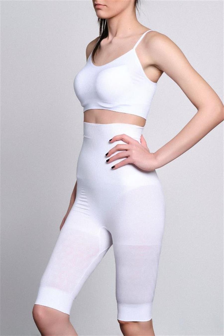 Emay 2015 Beyaz Yüksek Bel Double Uzun Paçalı Korse