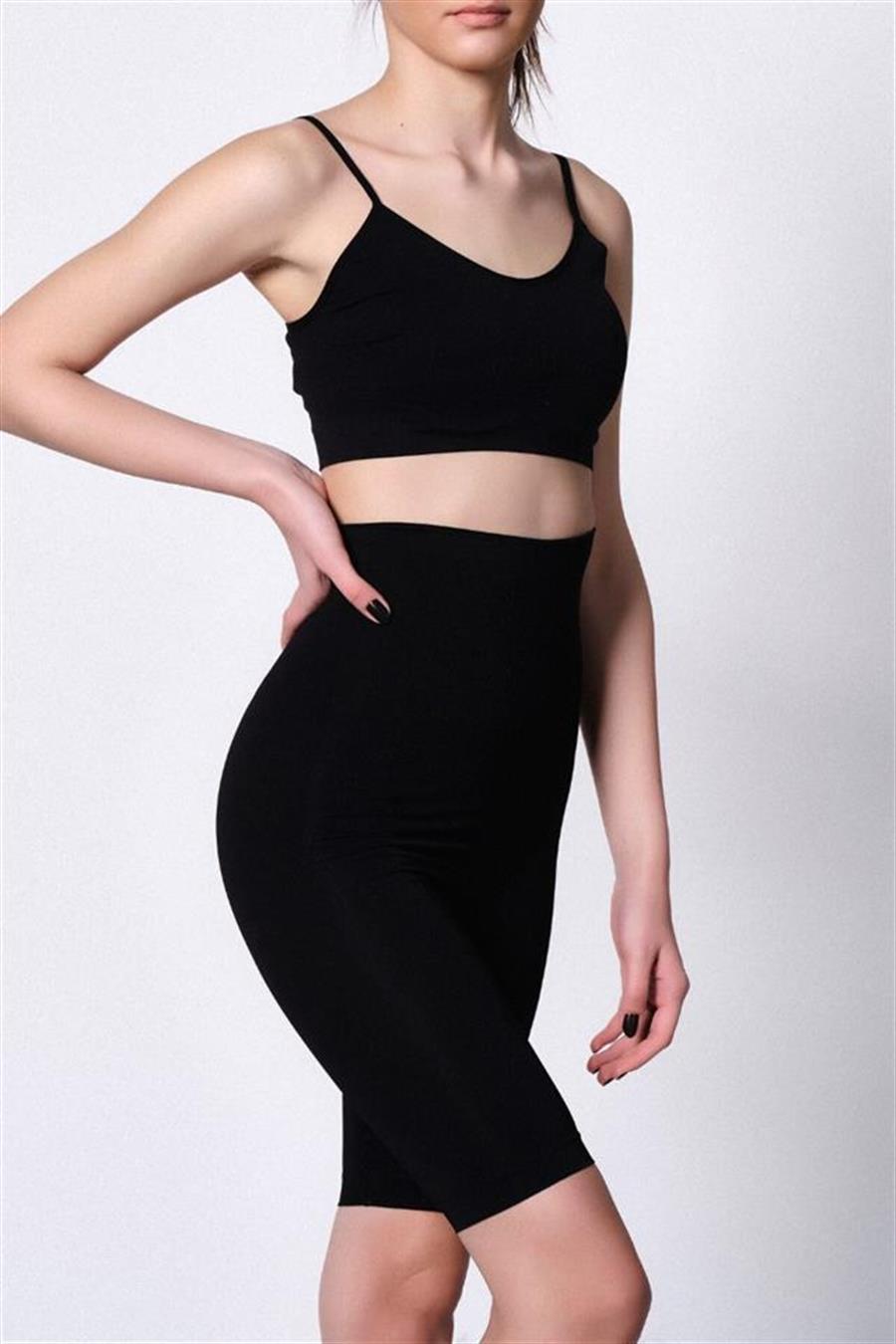 Emay 2015 Siyah Yüksek Bel Double Uzun Paçalı Korse