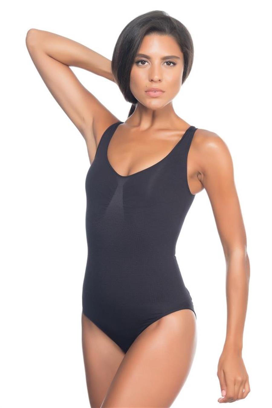 Emay 2018 Siyah Kalın Askılı Body Korse