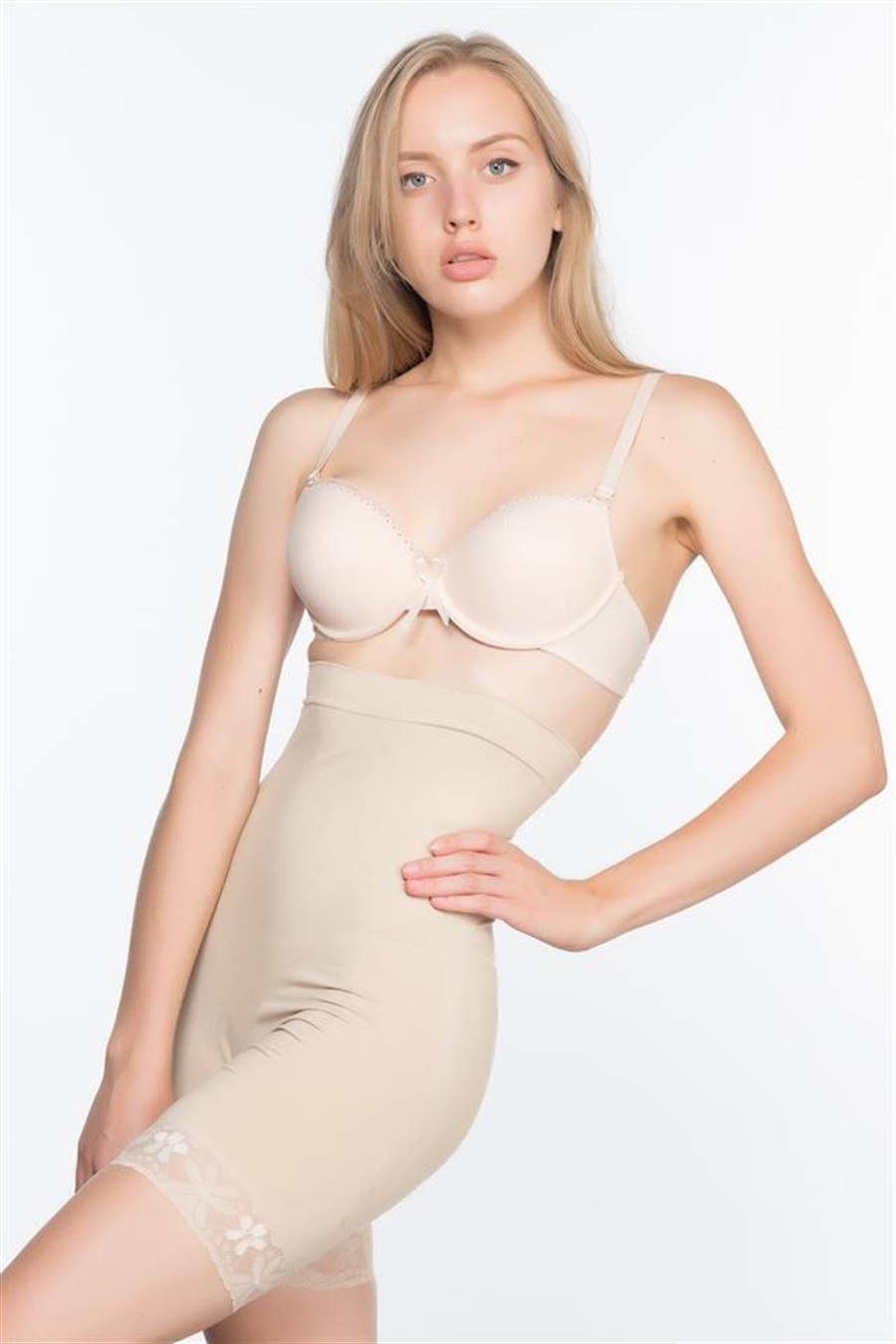 Emay 2027 Ten Yüksek Bel Dantelli Paçalı Korse