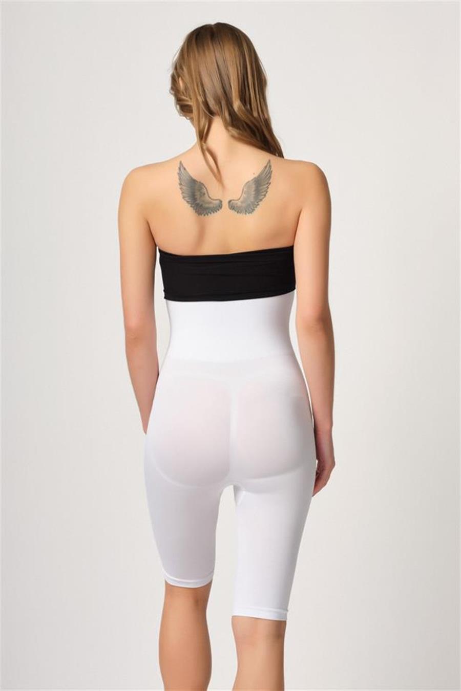 Emay 2044 Beyaz Yüksek Bel Double Uzun Paçalı Korse