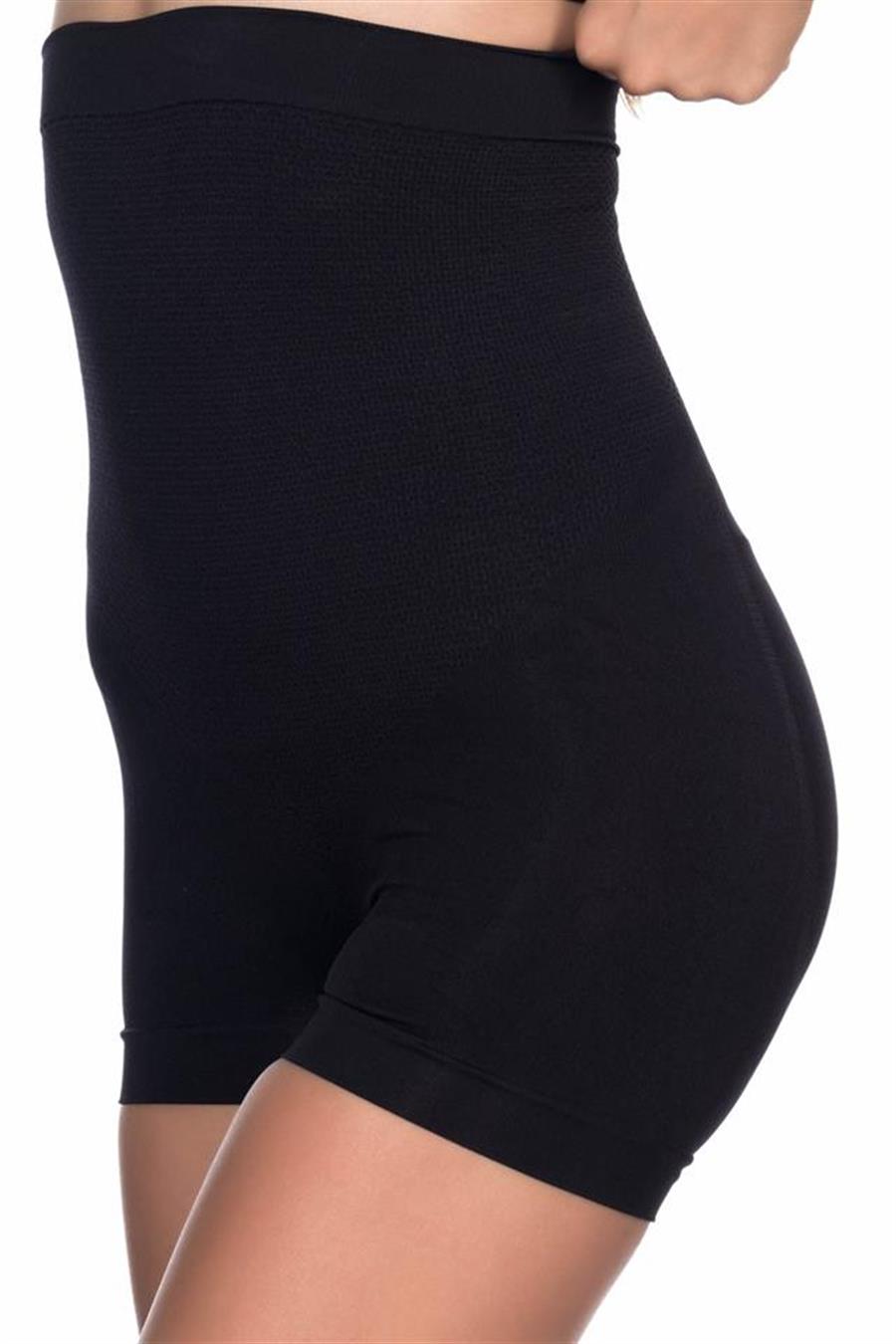 Emay 2055 Siyah Yüksek Bel Masajlı Boxer Korse