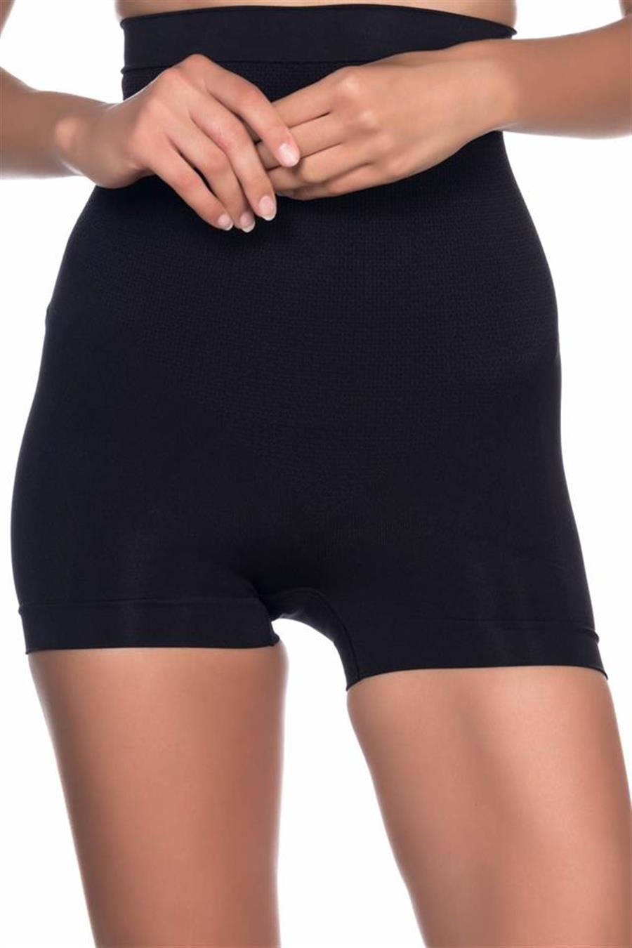 Emay 2055 Siyah Yüksek Bel Masajlı Boxer Korse