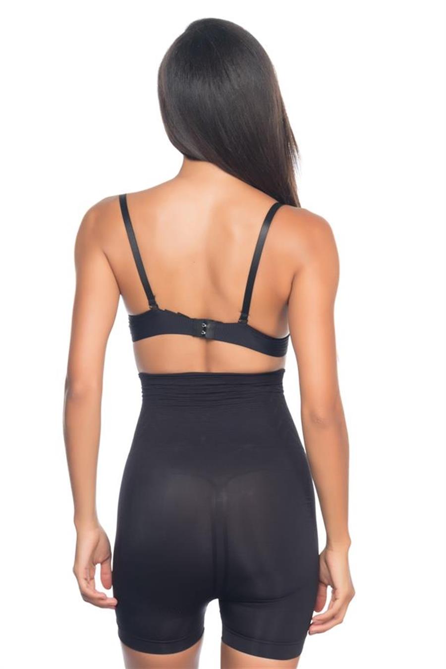 Emay 2075 Siyah Yüksek Bel Desenli Double Kısa Paça Korse