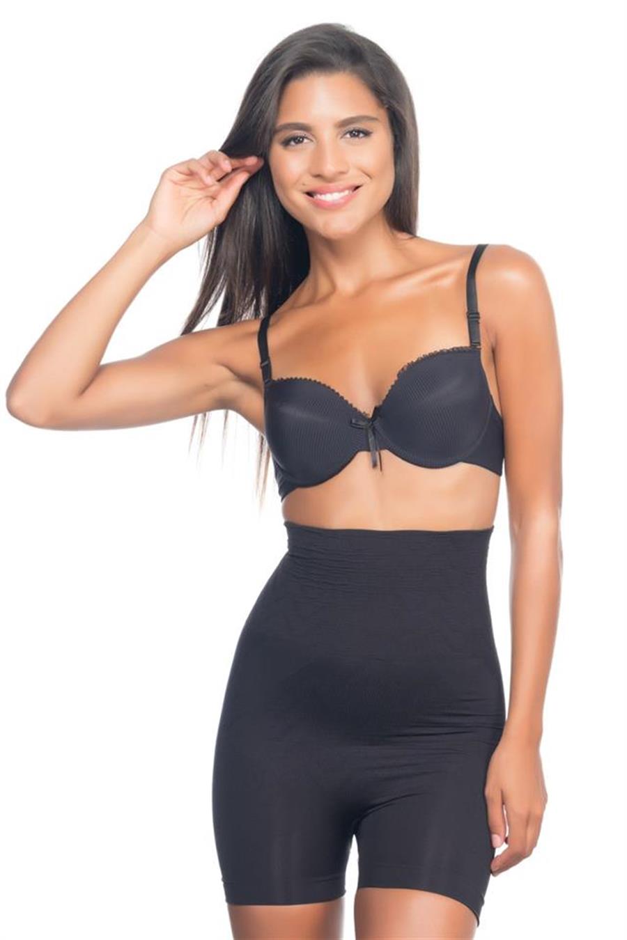 Emay 2075 Siyah Yüksek Bel Desenli Double Kısa Paça Korse