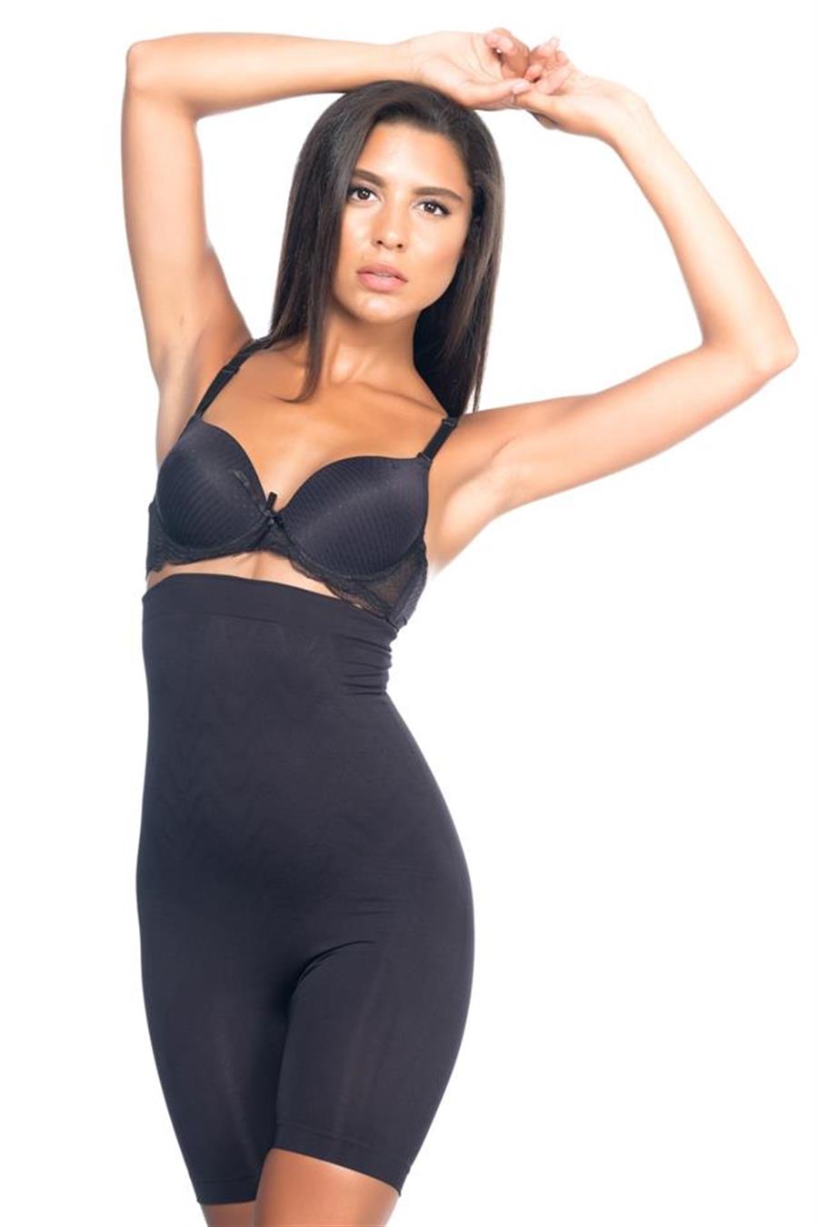 Emay 2077 Siyah Yüksek Bel Desenli Paçalı Korse