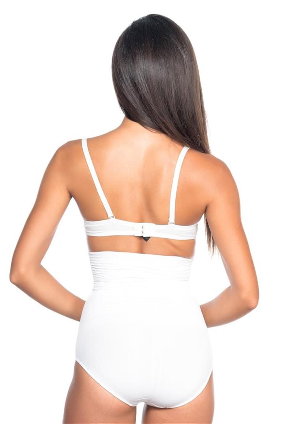 Emay 2079 Beyaz Yüksek Bel Desenli Double Slip Korse