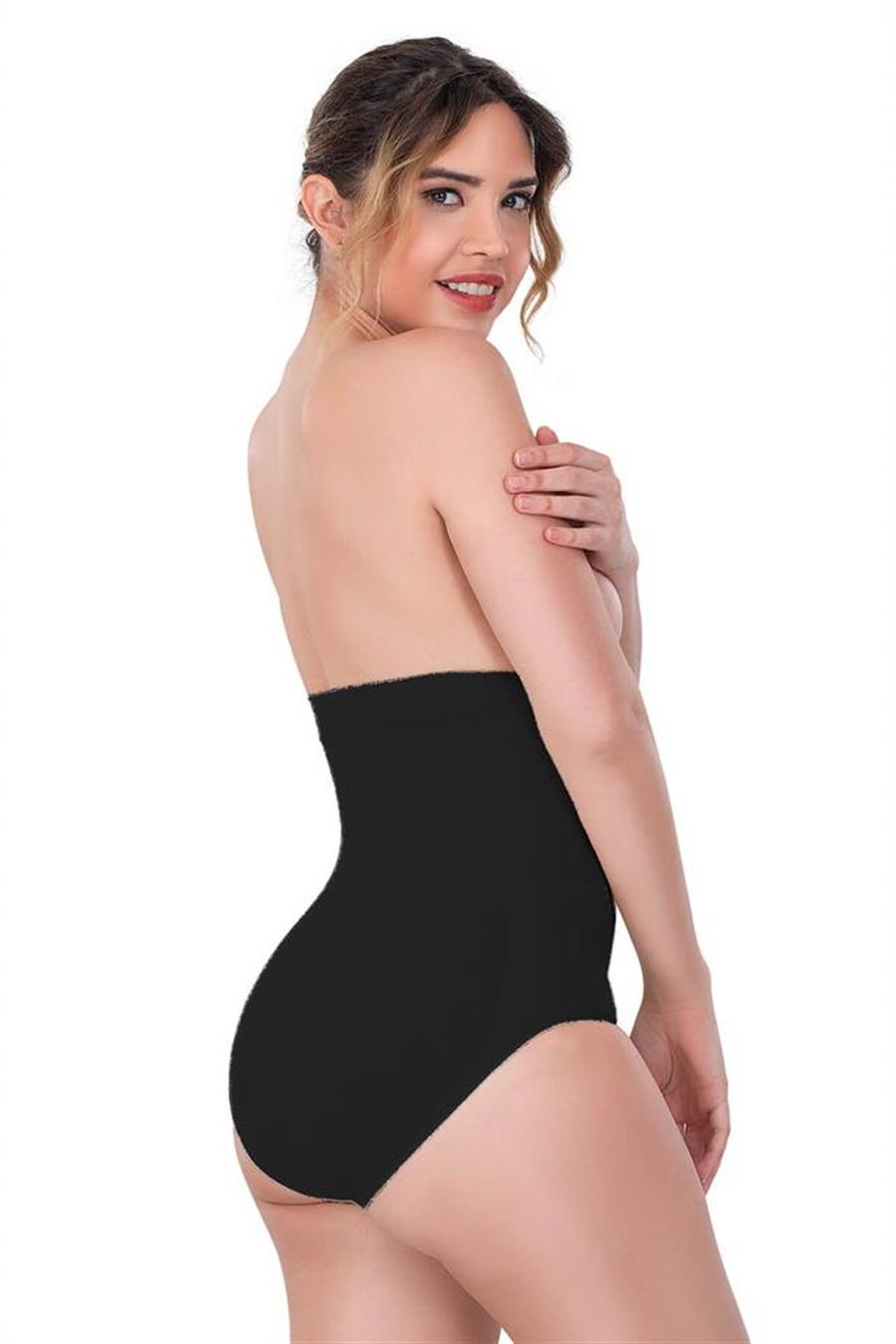 Emay 2080 Siyah Yüksek Bel Çıtçıtlı Slip Korse