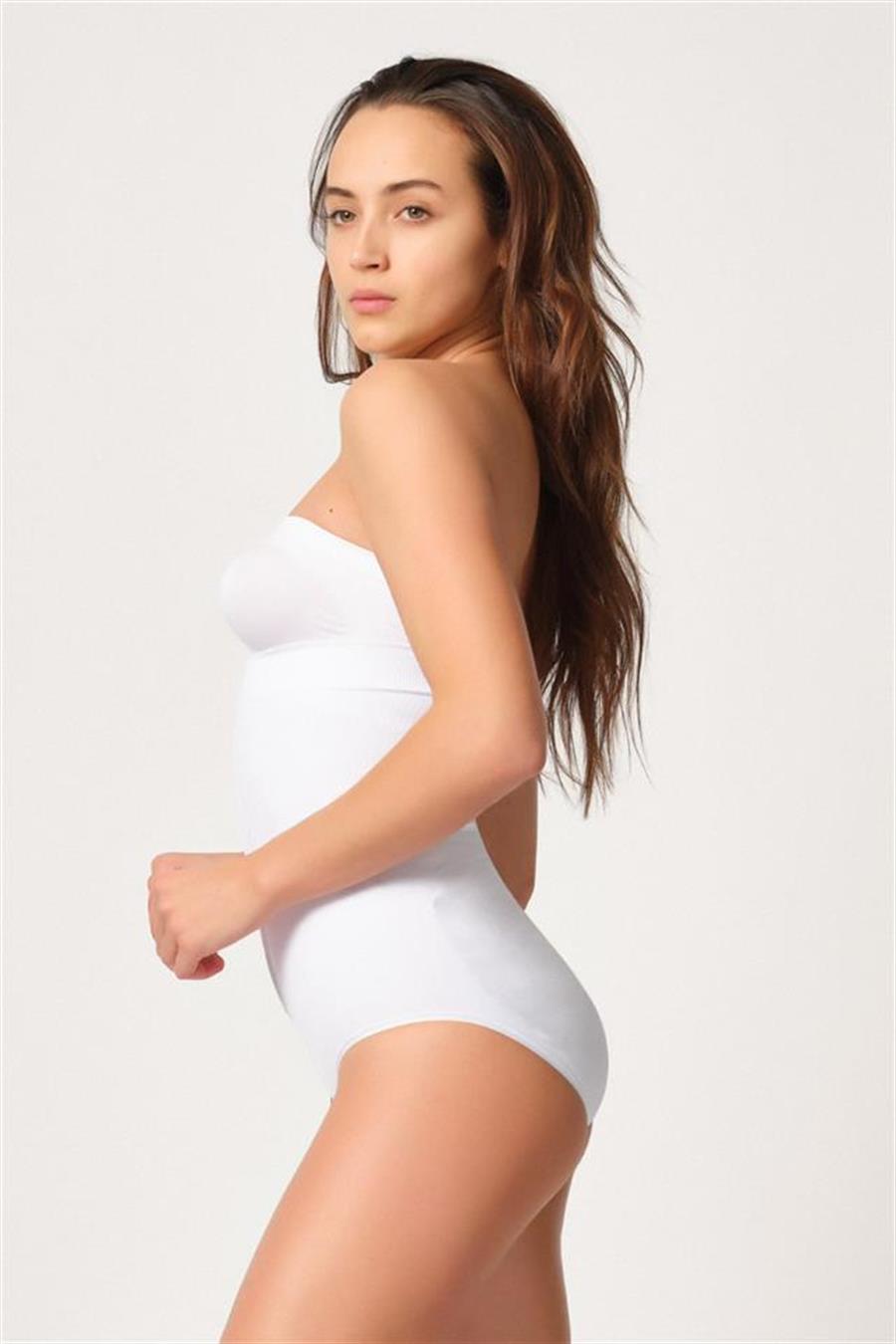 Emay 2088 Beyaz Önden Agraflı Slip Korse