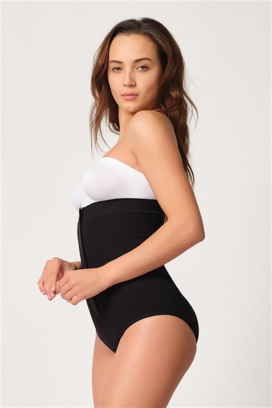 Emay 2088 Siyah Önden Agraflı Slip Korse