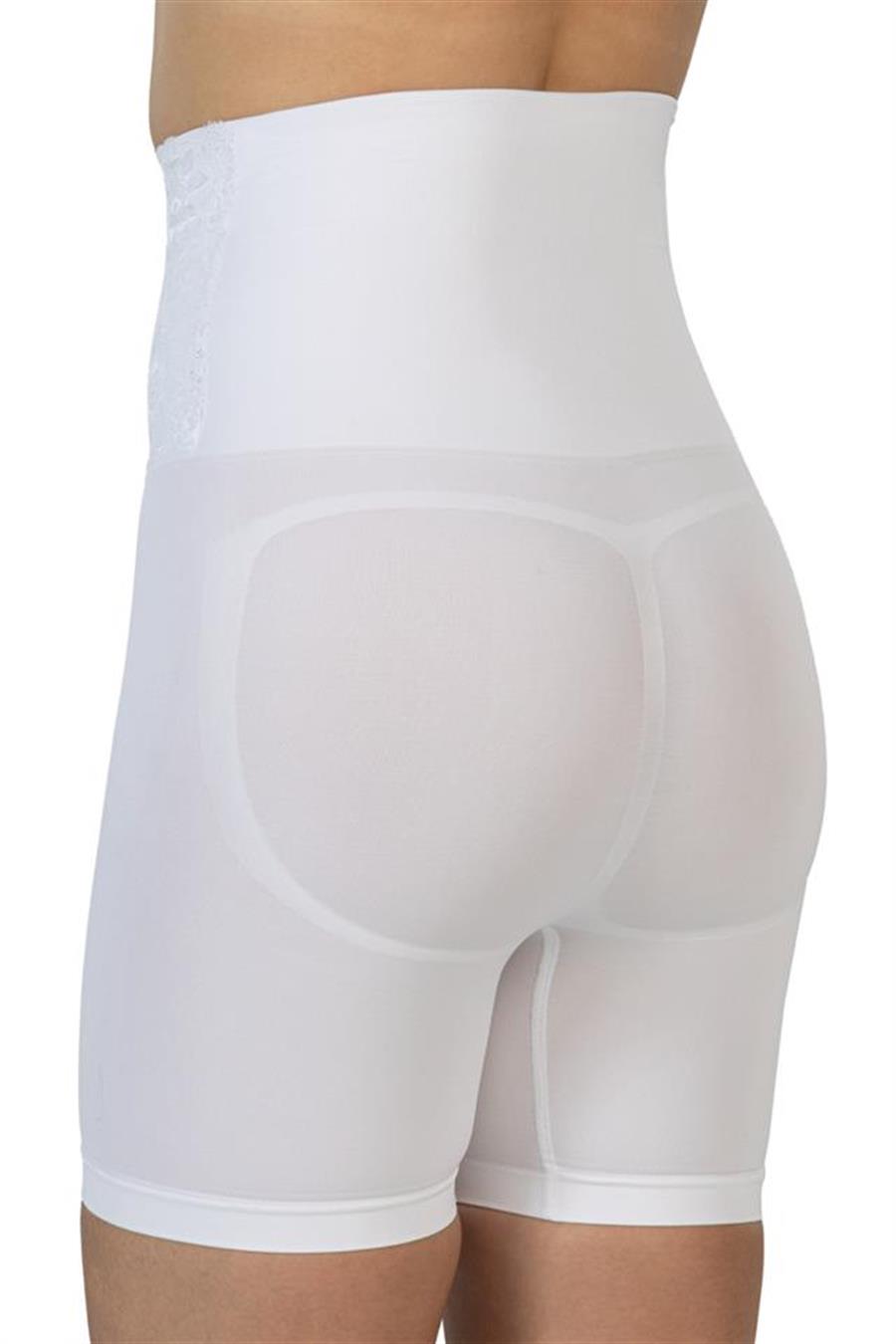 Emay 2091 Beyaz Önü Dantelli Yüksel Bel Boxer Korse