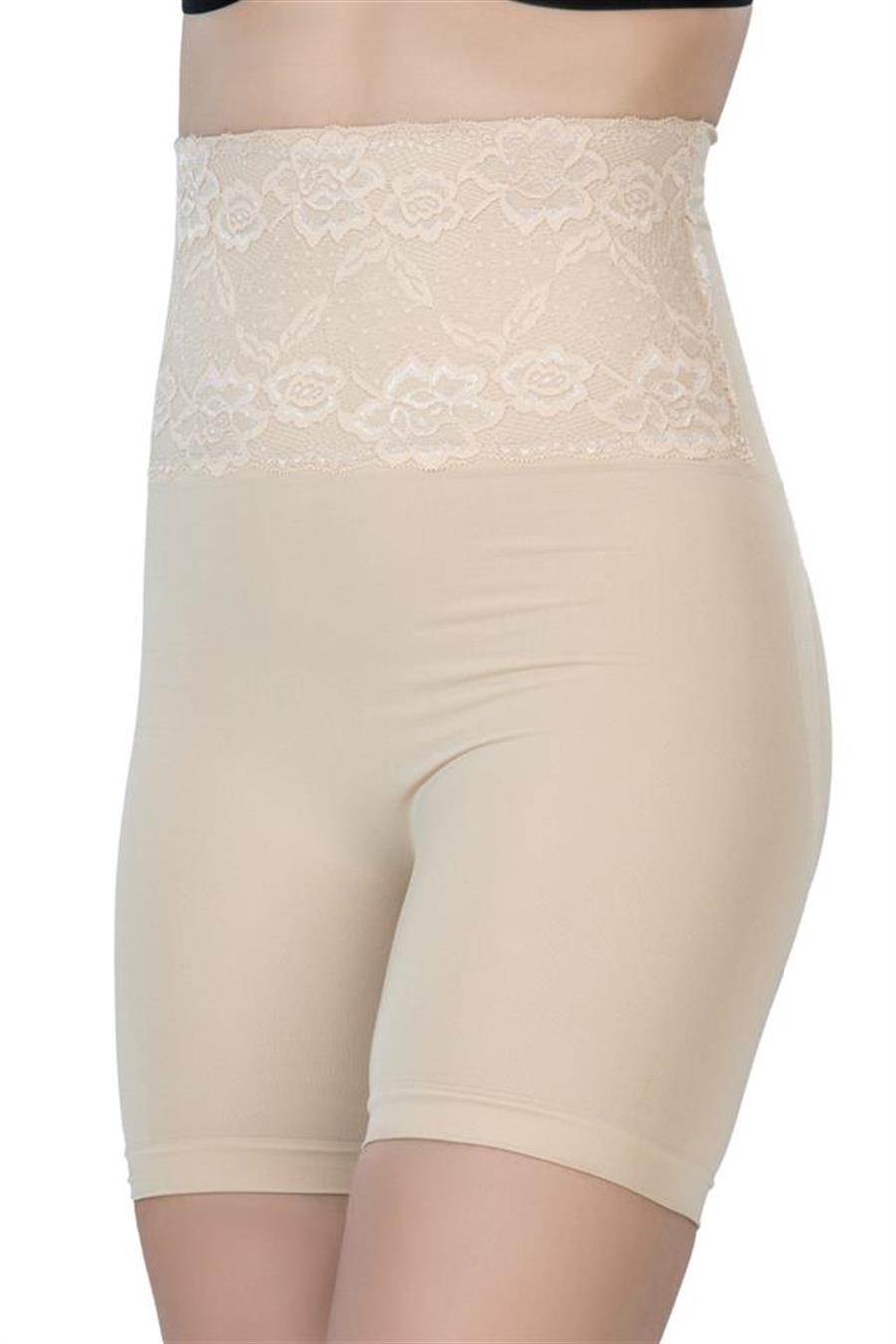 Emay 2091 Ten Önü Dantelli Yüksel Bel Boxer Korse