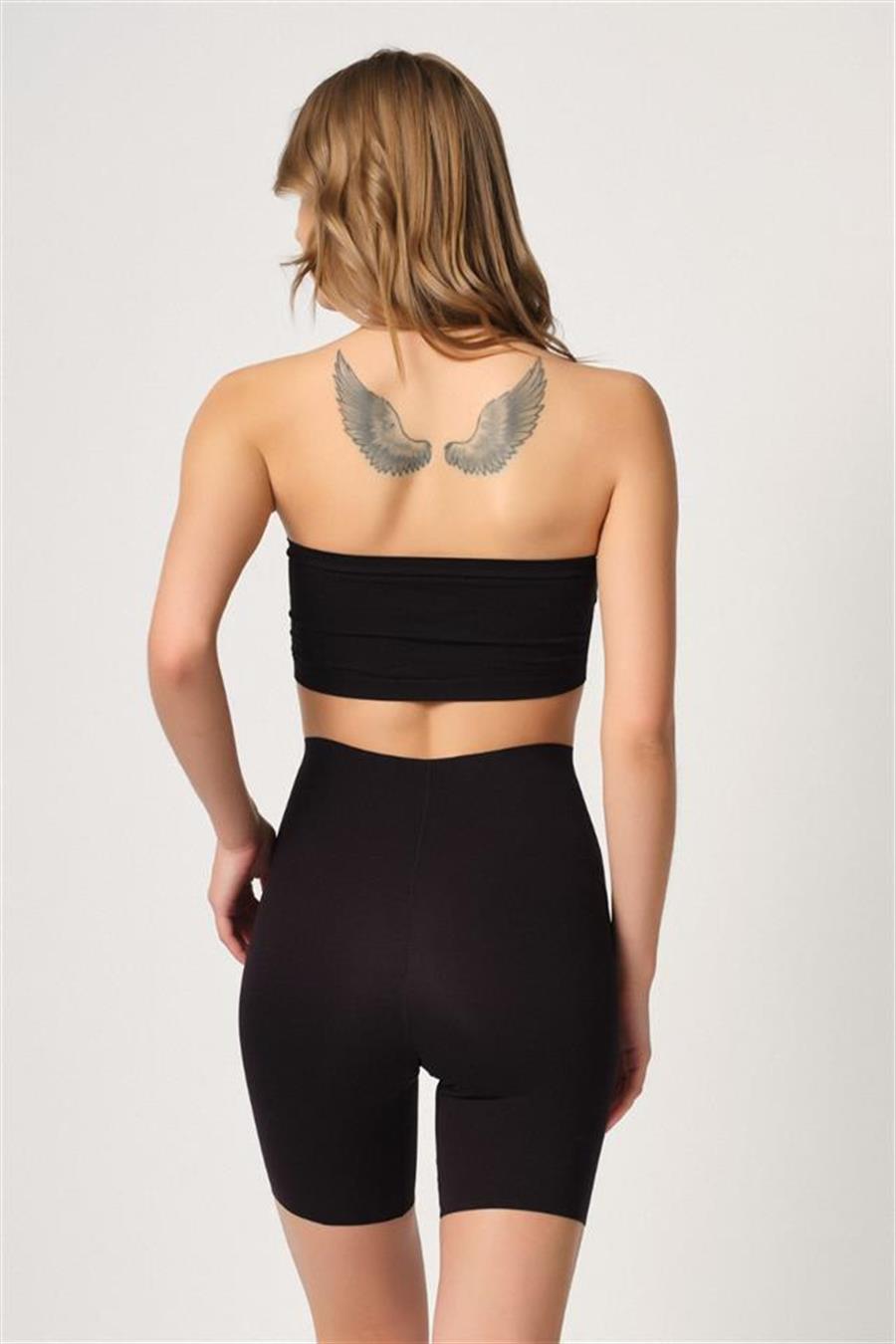 Emay 2707 Siyah Lazer Yüksek Bel Paçalı Korse