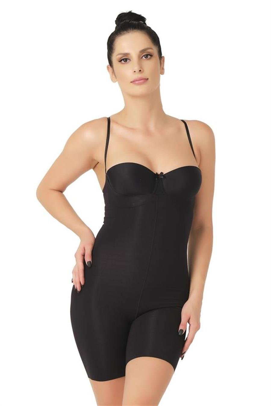 Emay 2758 Siyah Lazer Kesim Göğsü Açık Boxer Korse
