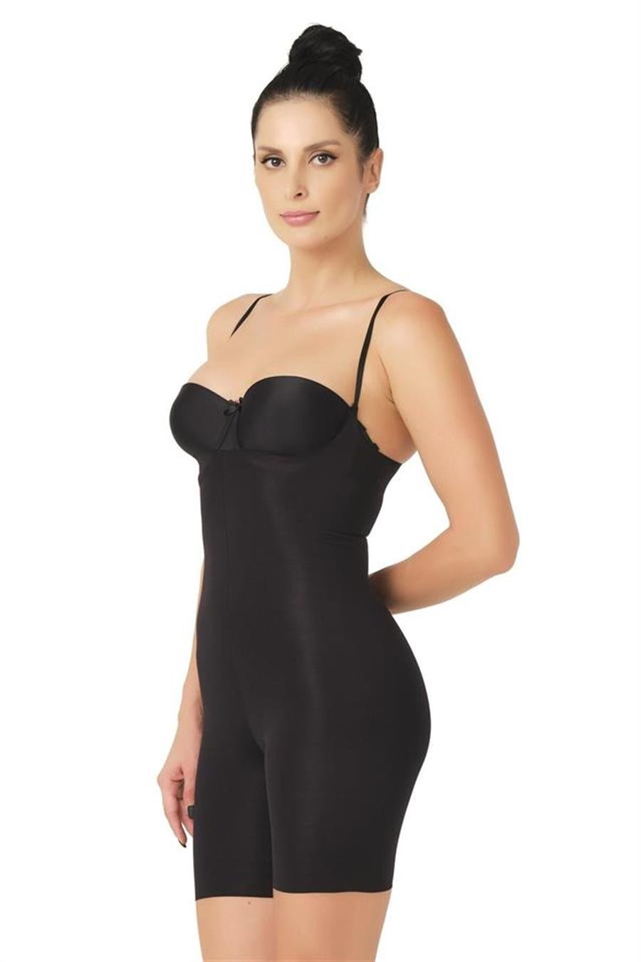 Emay 2758 Siyah Lazer Kesim Göğsü Açık Boxer Korse
