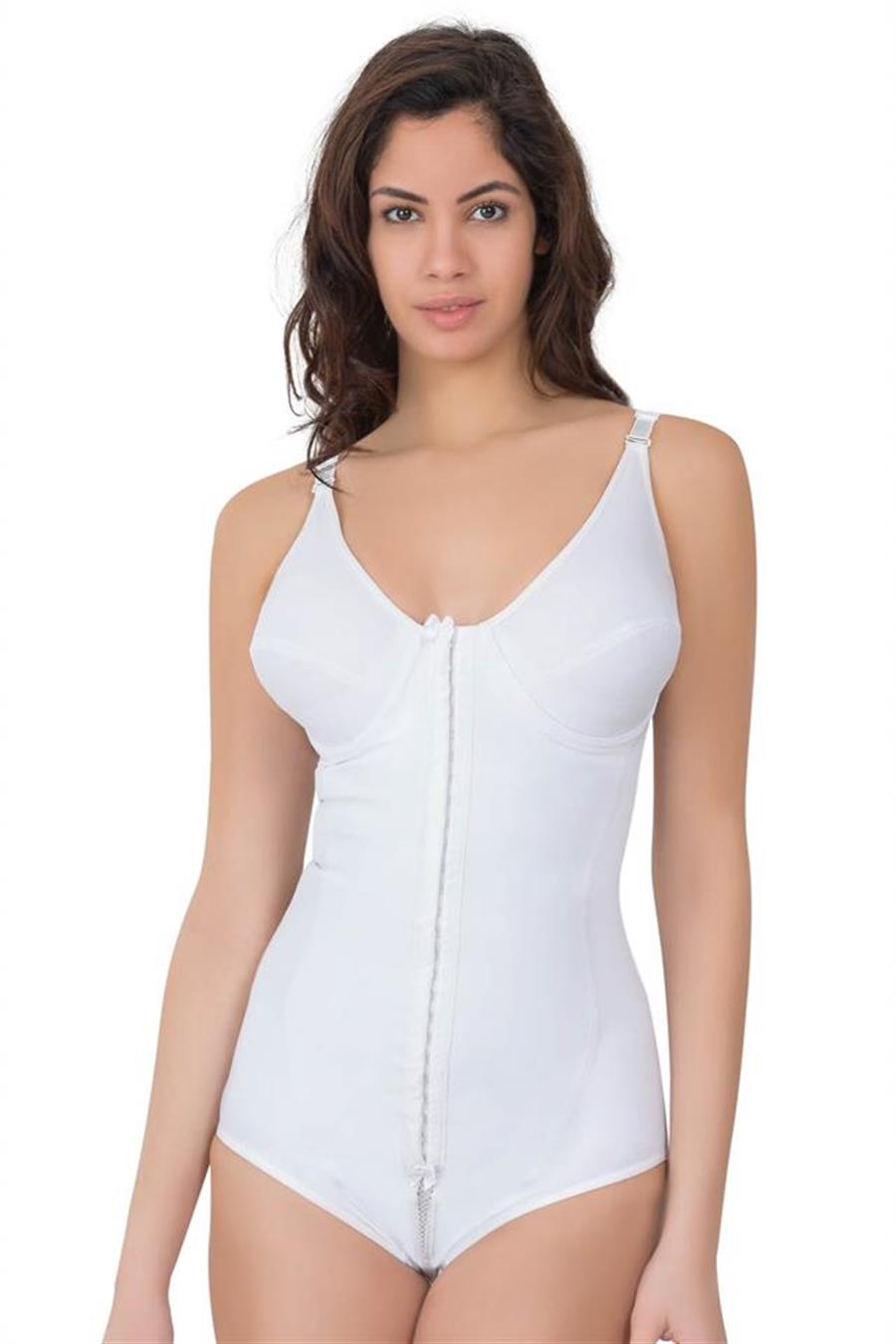 Emay 2871 Beyaz Balen Destek Sütyenli Agraflı Slip Boy Lazer Korse