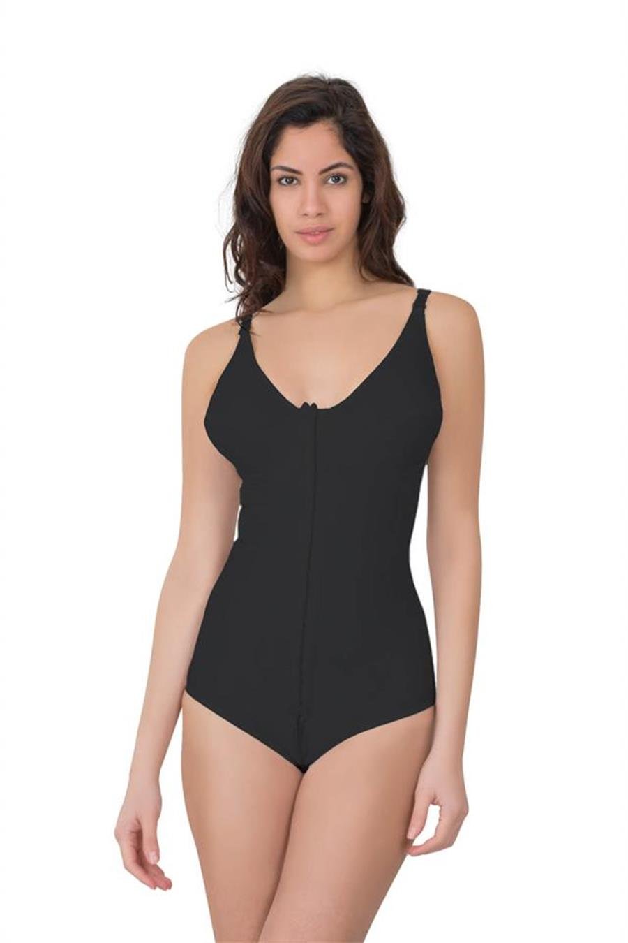 Emay 2871 Siyah Balen Destek Sütyenli Agraflı Slip Boy Lazer Korse