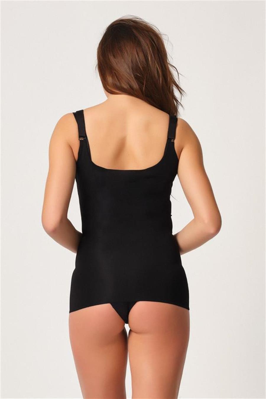 Emay 2916 Siyah Göğsü Açık Agraflı Karyoka Destekli Atlet Lazer Korse