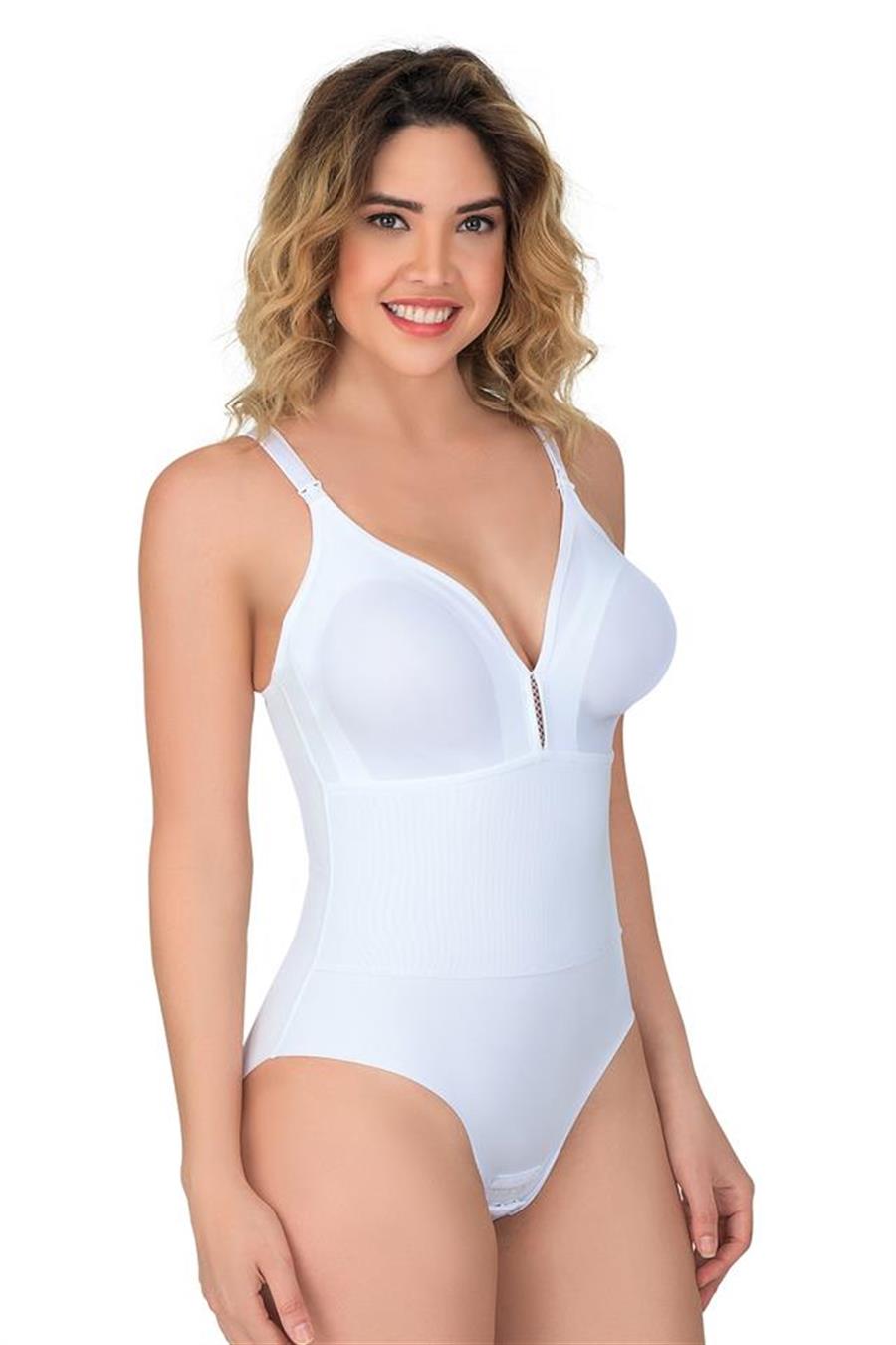 Emay 2944 Beyaz Sırt Balenli Emzirme Slip Boy Lazer Korse