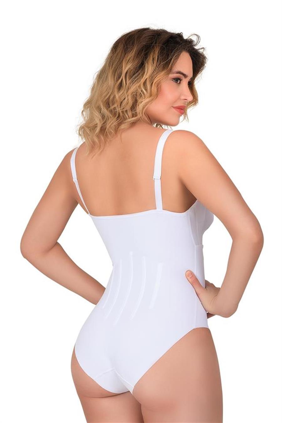 Emay 2944 Beyaz Sırt Balenli Emzirme Slip Boy Lazer Korse