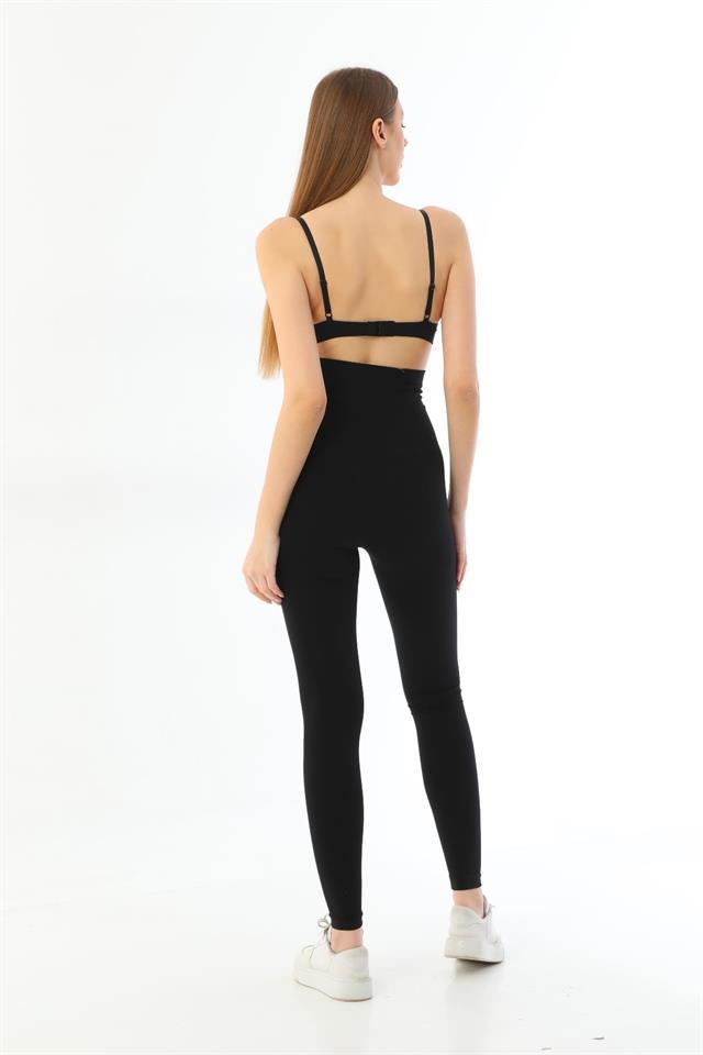 Emay 3904 Siyah Göğüs Altı Yüksek Bel Toparlayıcı Tayt