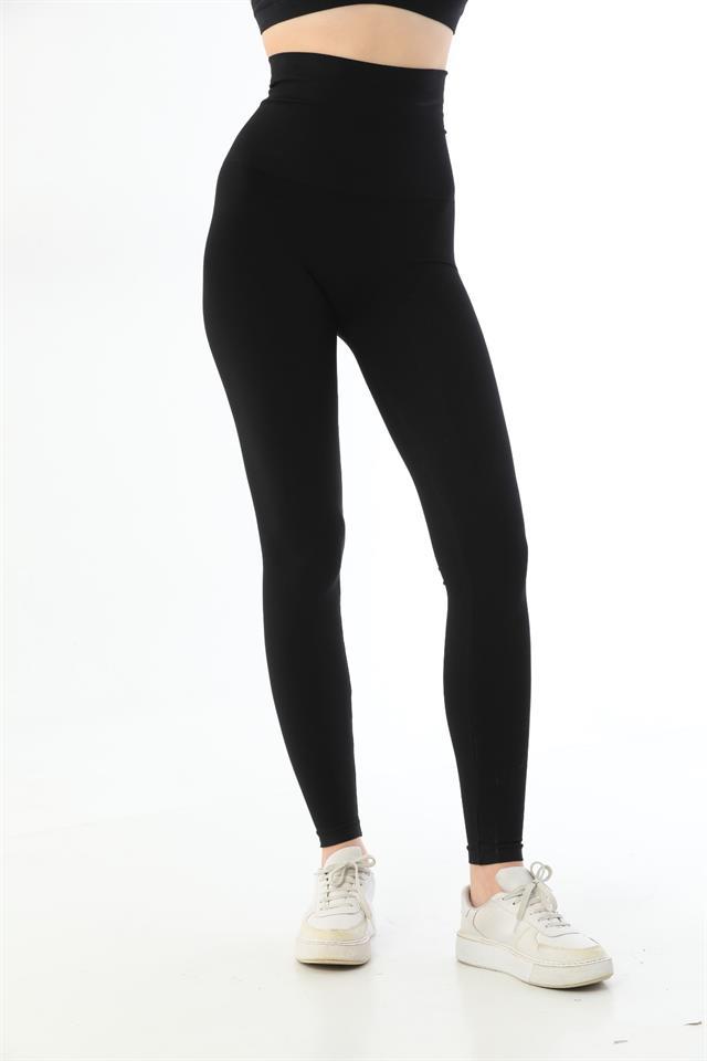 Emay 3904 Siyah Göğüs Altı Yüksek Bel Toparlayıcı Tayt