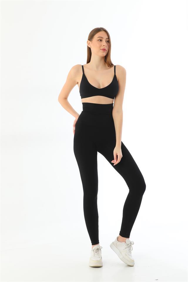 Emay 3904 Siyah Göğüs Altı Yüksek Bel Toparlayıcı Tayt