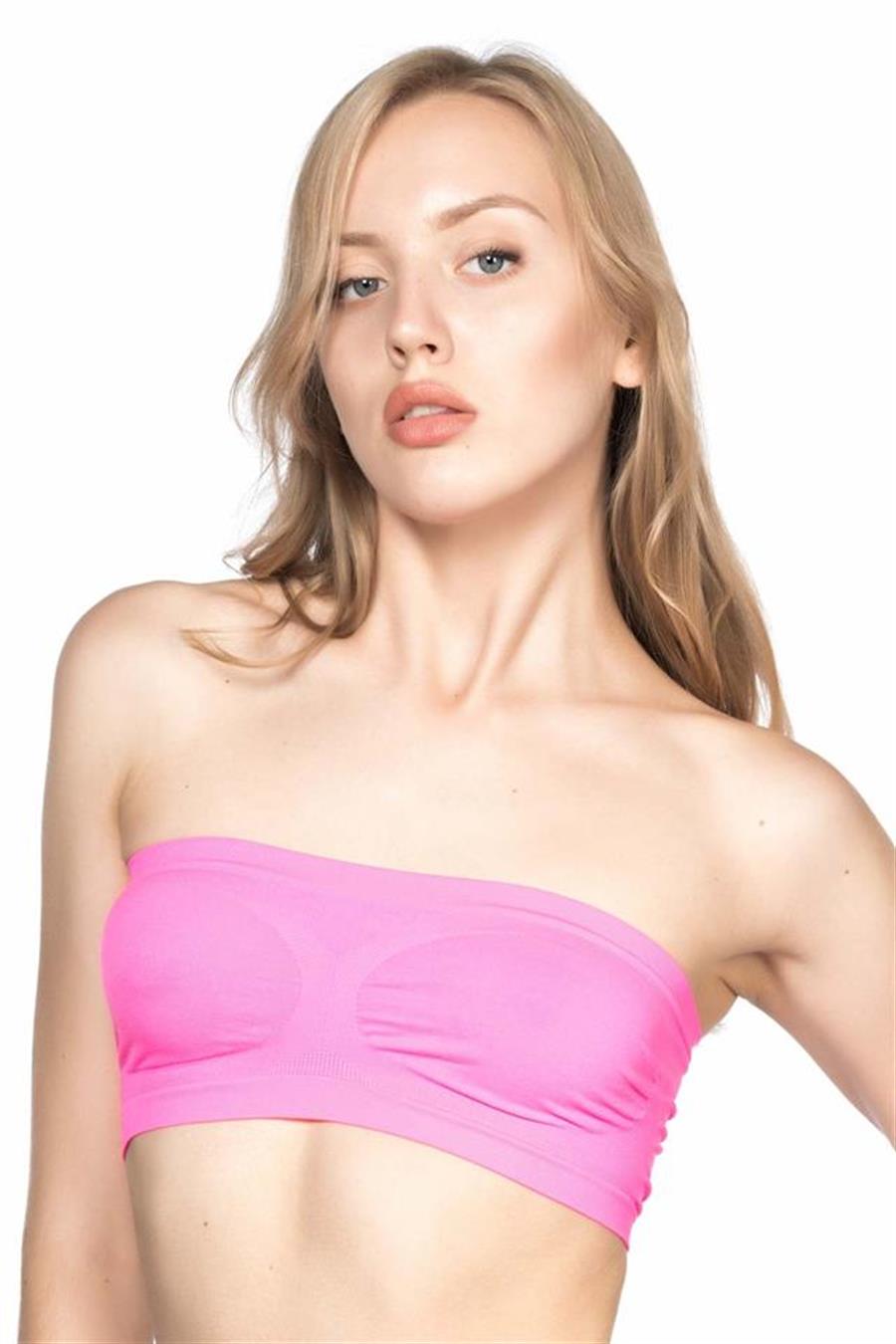 Emay 4002 Neon Fuşya Soft Straplez Büstiyer