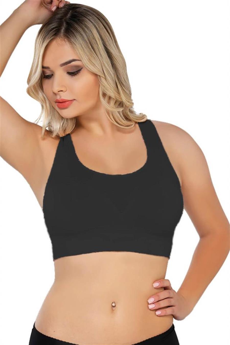 Emay 4027 Siyah Seamless Tül Pedli Toparlayıcı Sütyen Korse